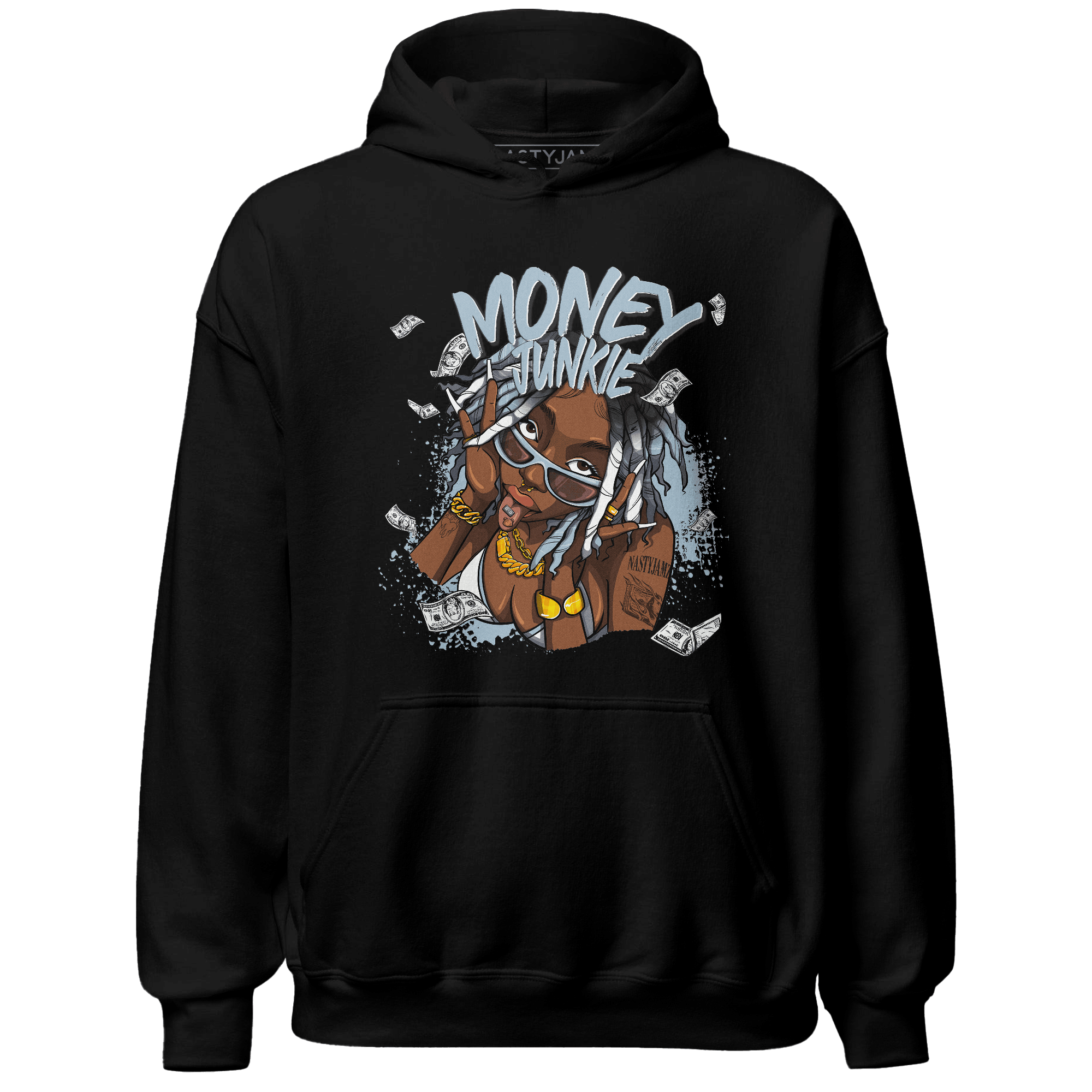 Blue Grey 13s Hoodie Match Money Junkie - NastyJamz