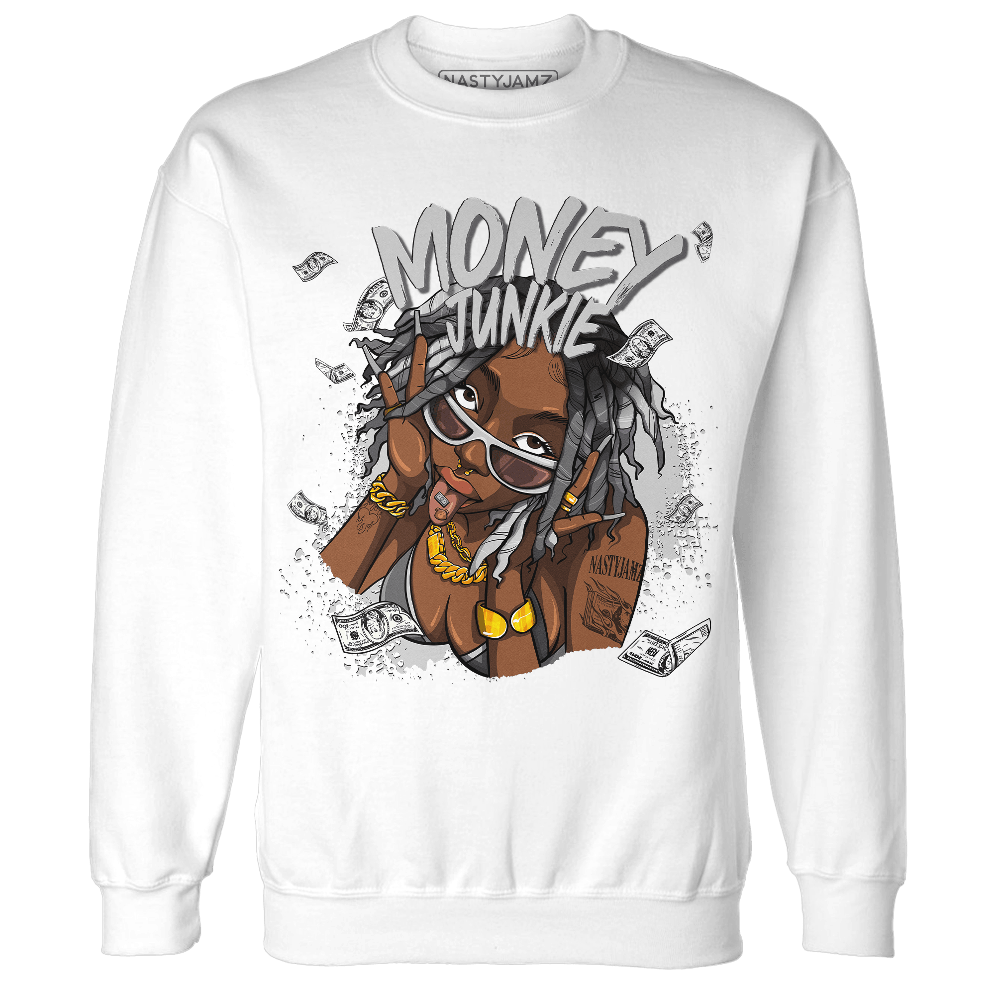 Retro High OG Black White 1s Sweatshirt Match Money Junkie - NastyJamz