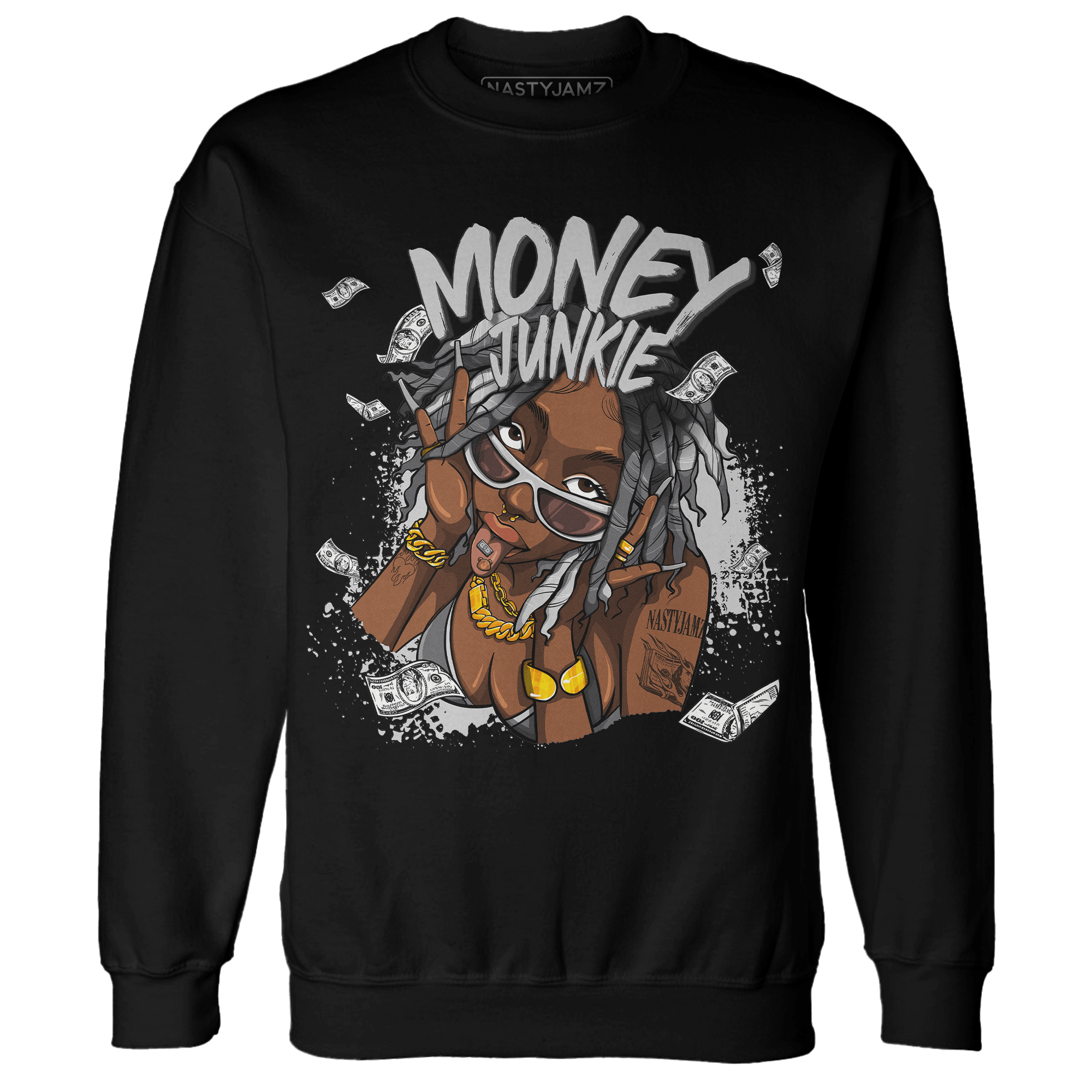 Retro High OG Black White 1s Sweatshirt Match Money Junkie - NastyJamz