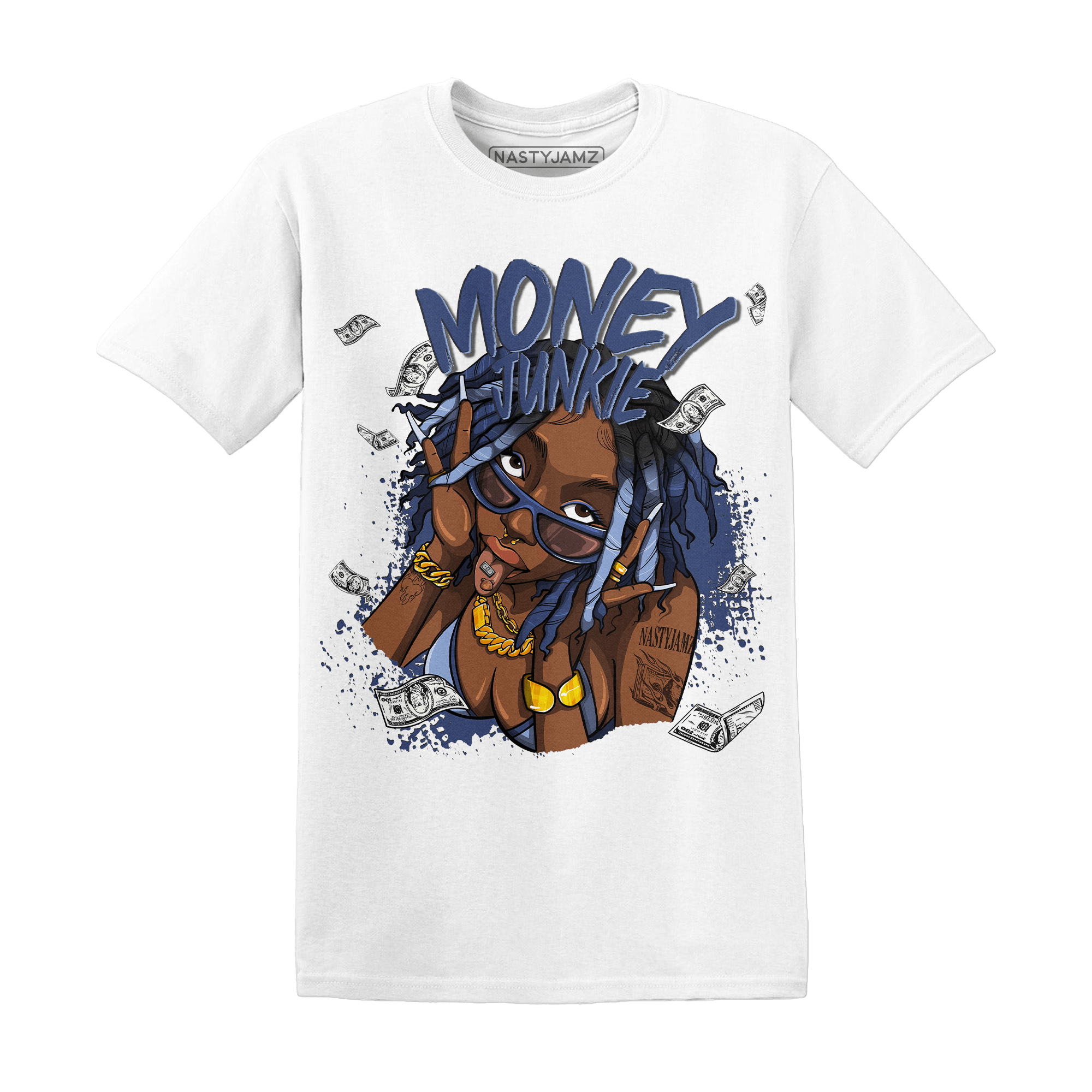 Midnight Navy 5s T Shirt Match Money Junkie - NastyJamz