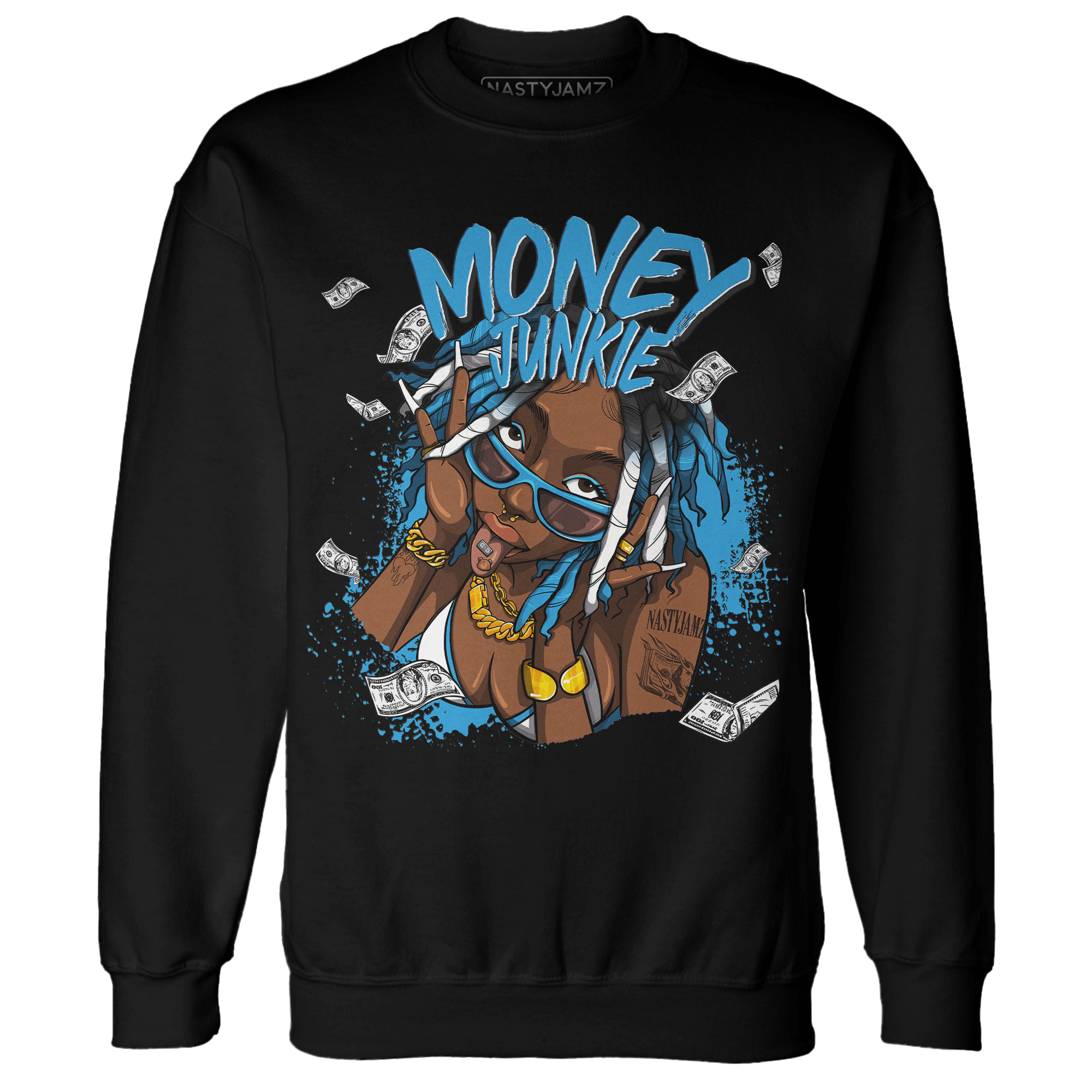 Powder Blue 9s Sweatshirt Match Money Junkie - NastyJamz