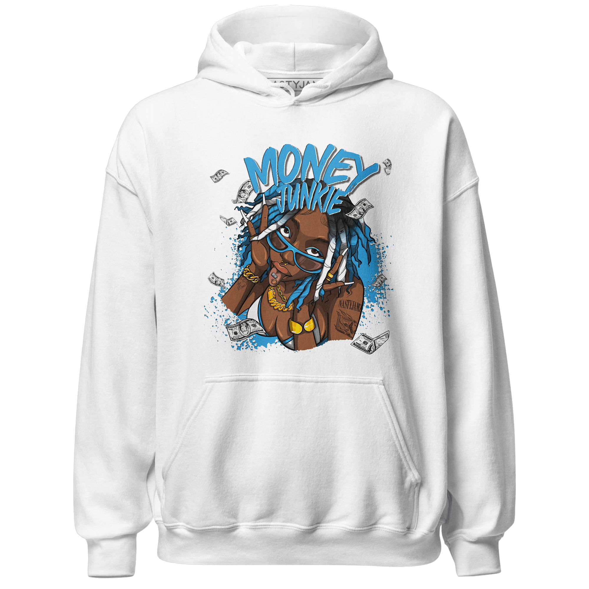 Powder Blue 9s Hoodie Match Money Junkie - NastyJamz