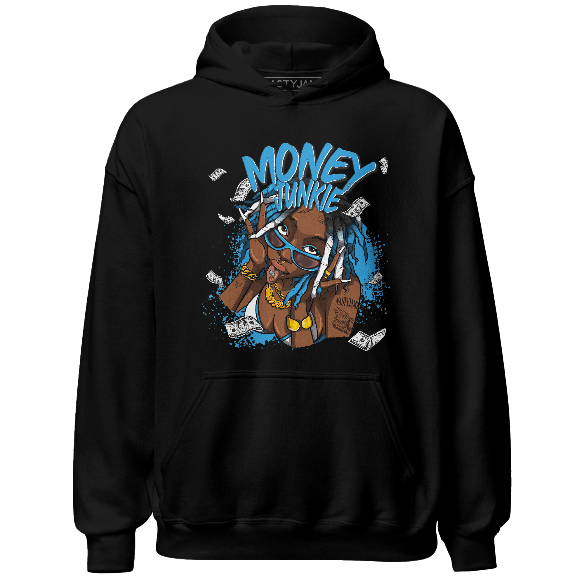 Powder Blue 9s Hoodie Match Money Junkie - NastyJamz