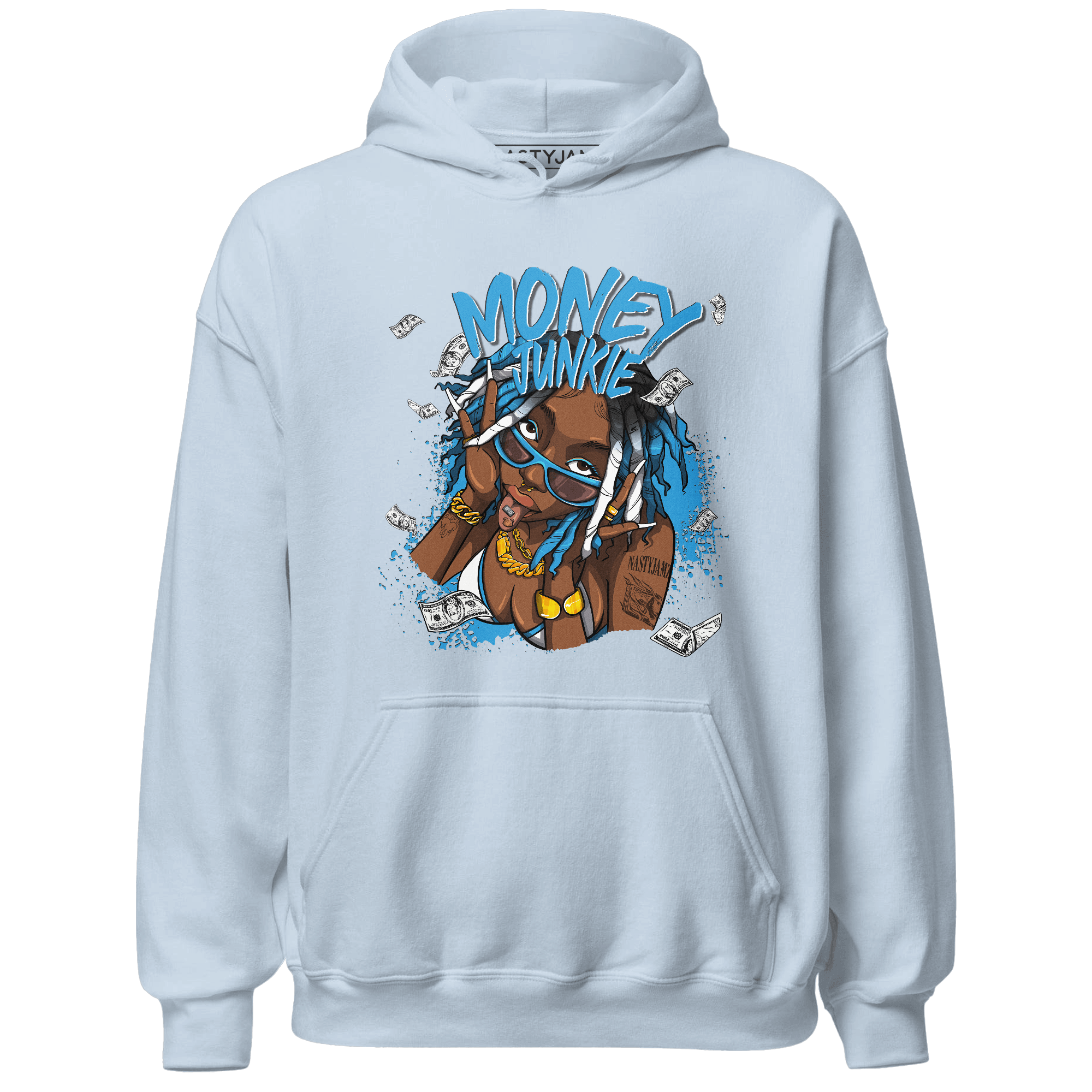 Powder Blue 9s Hoodie Match Money Junkie - NastyJamz