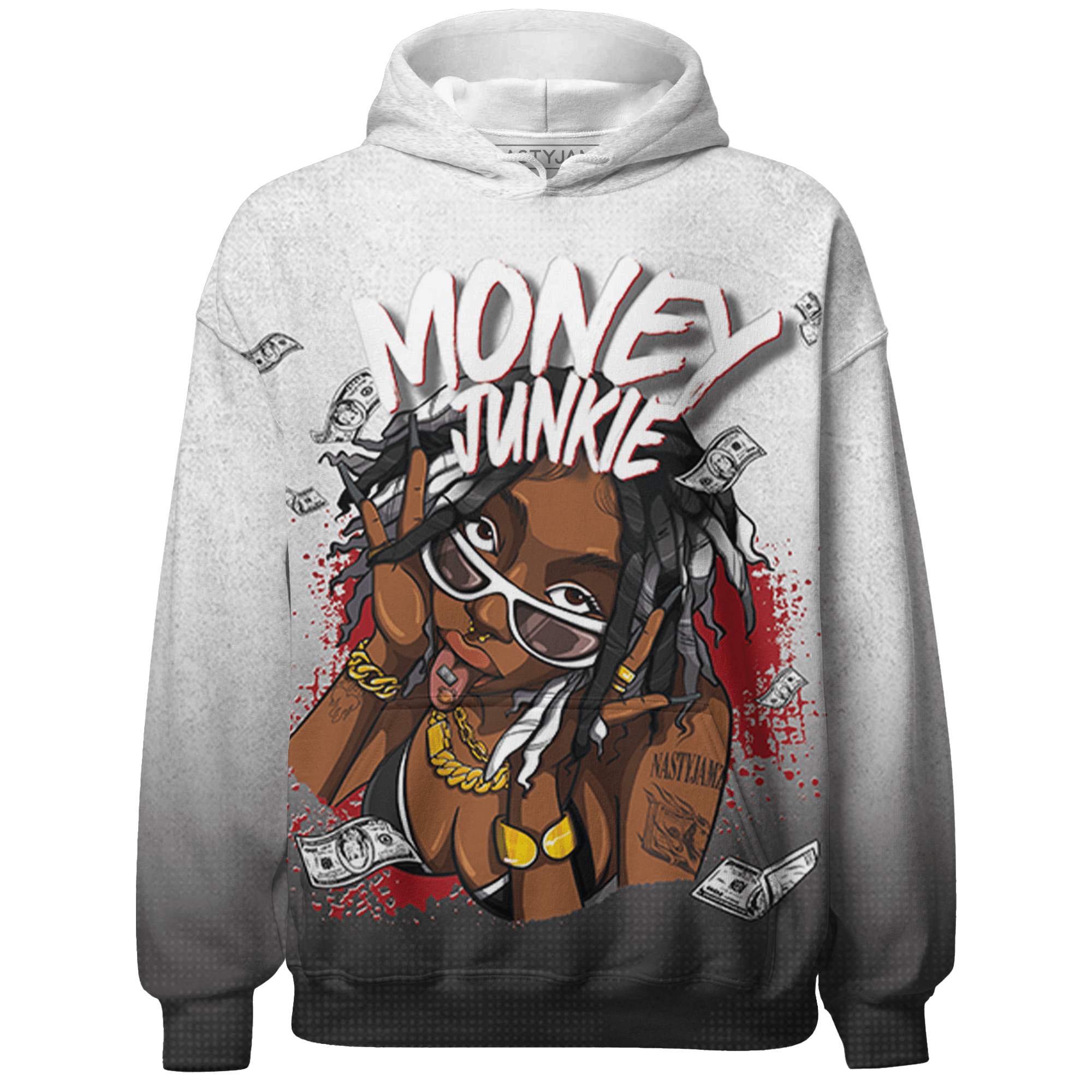Retro Red Taxi 12s Hoodie Match Money Junkie 3D All-Over Print - NastyJamz
