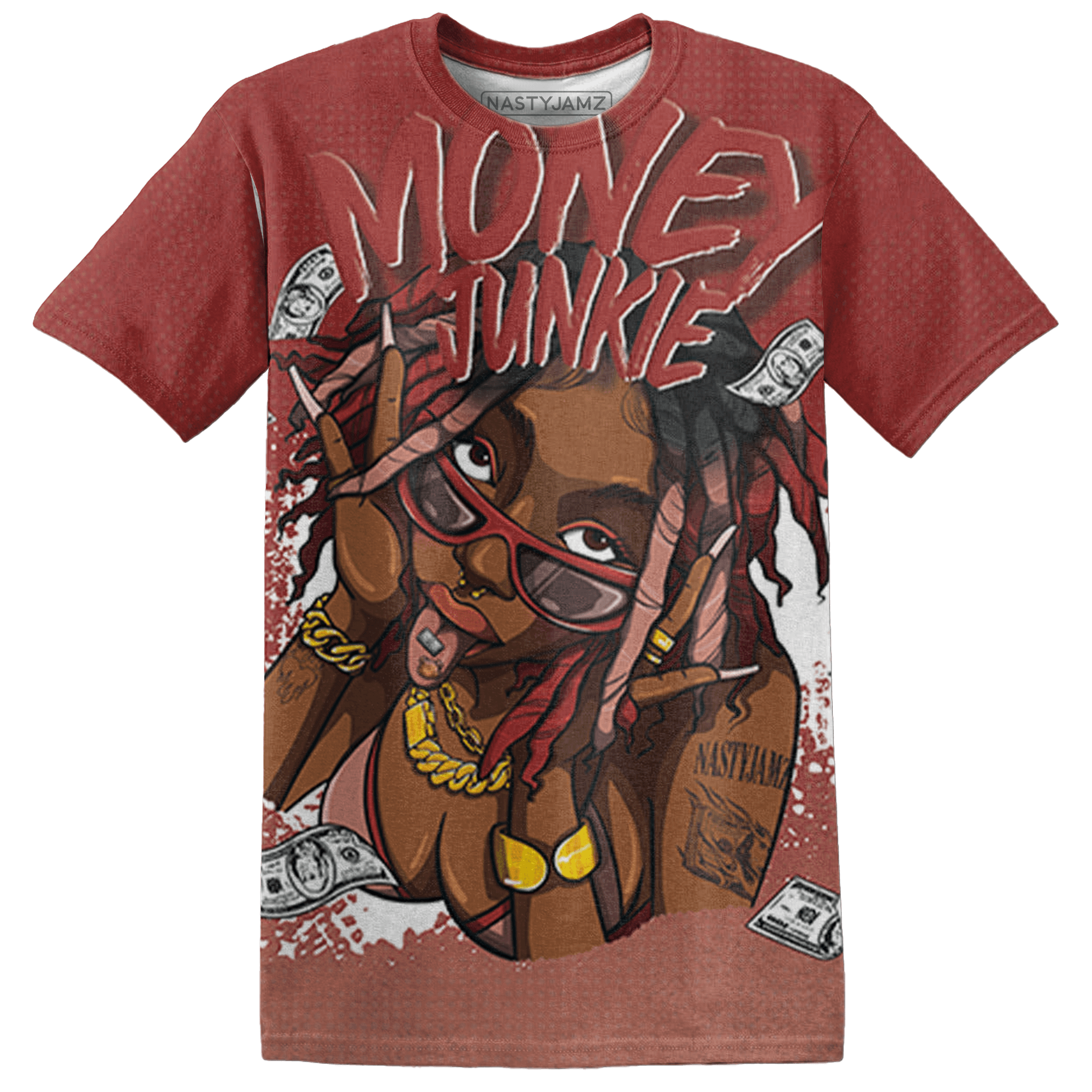 Dune Red 13s T Shirt Match Money Junkie 3D All-Over Print - NastyJamz