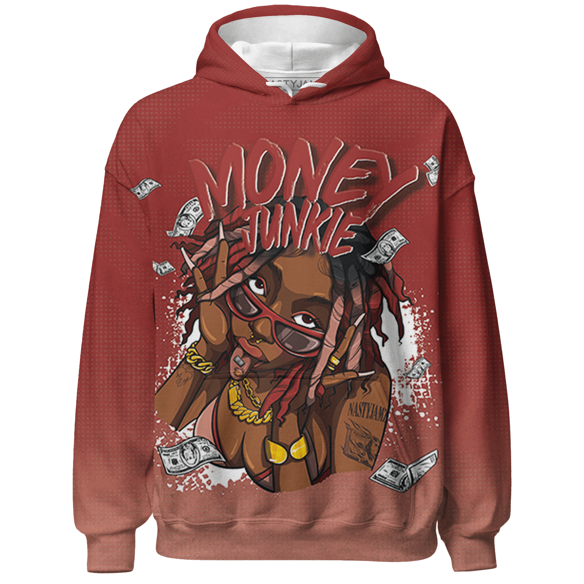 Dune Red 13s Hoodie Match Money Junkie 3D All-Over Print - NastyJamz
