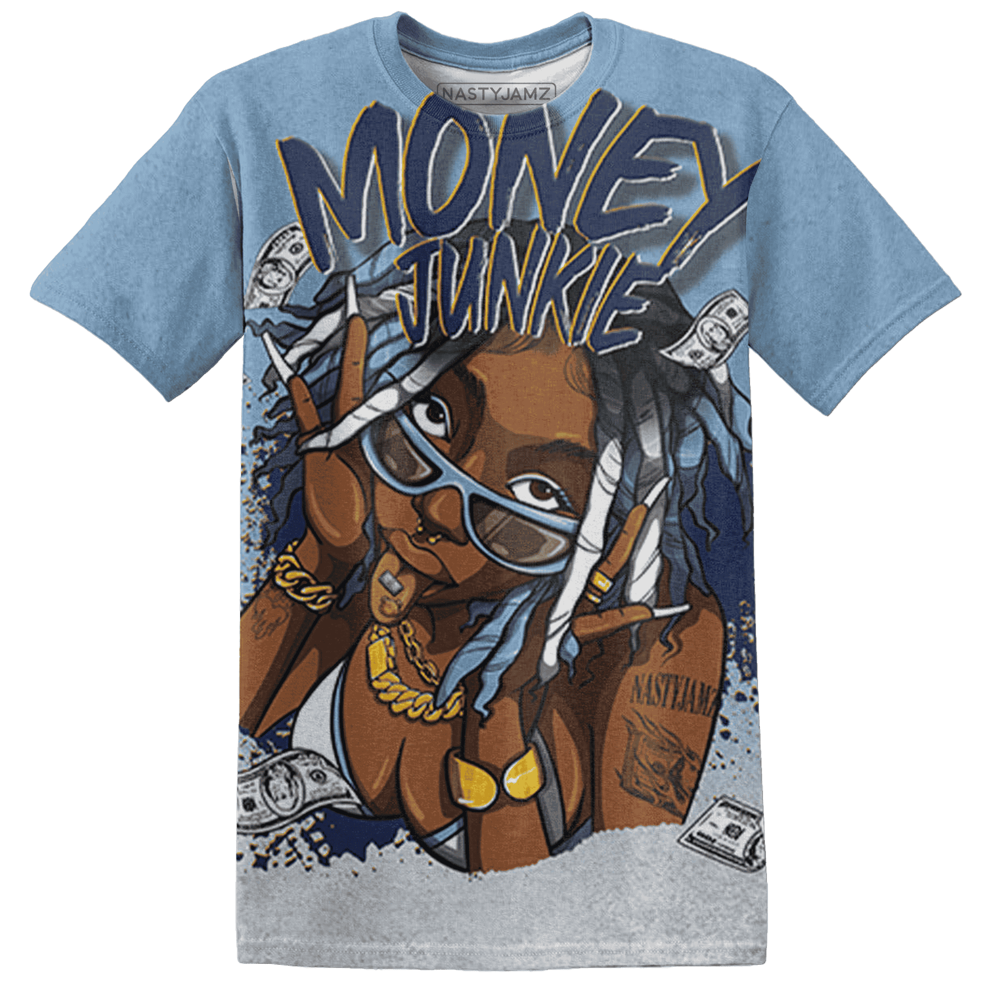First In Flight 1s T Shirt Match Money Junkie 3D All-Over Print - NastyJamz