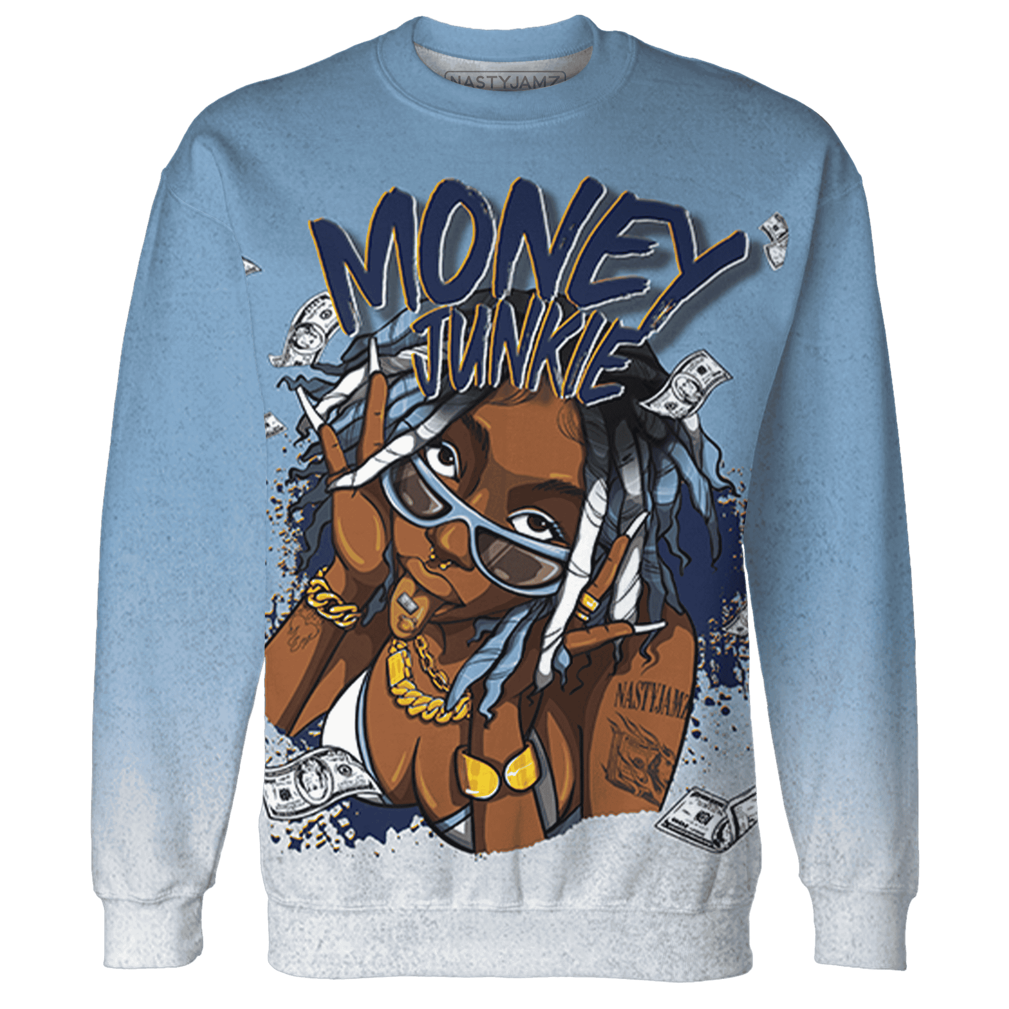 First In Flight 1s Sweatshirt Match Money Junkie 3D All-Over Print - NastyJamz
