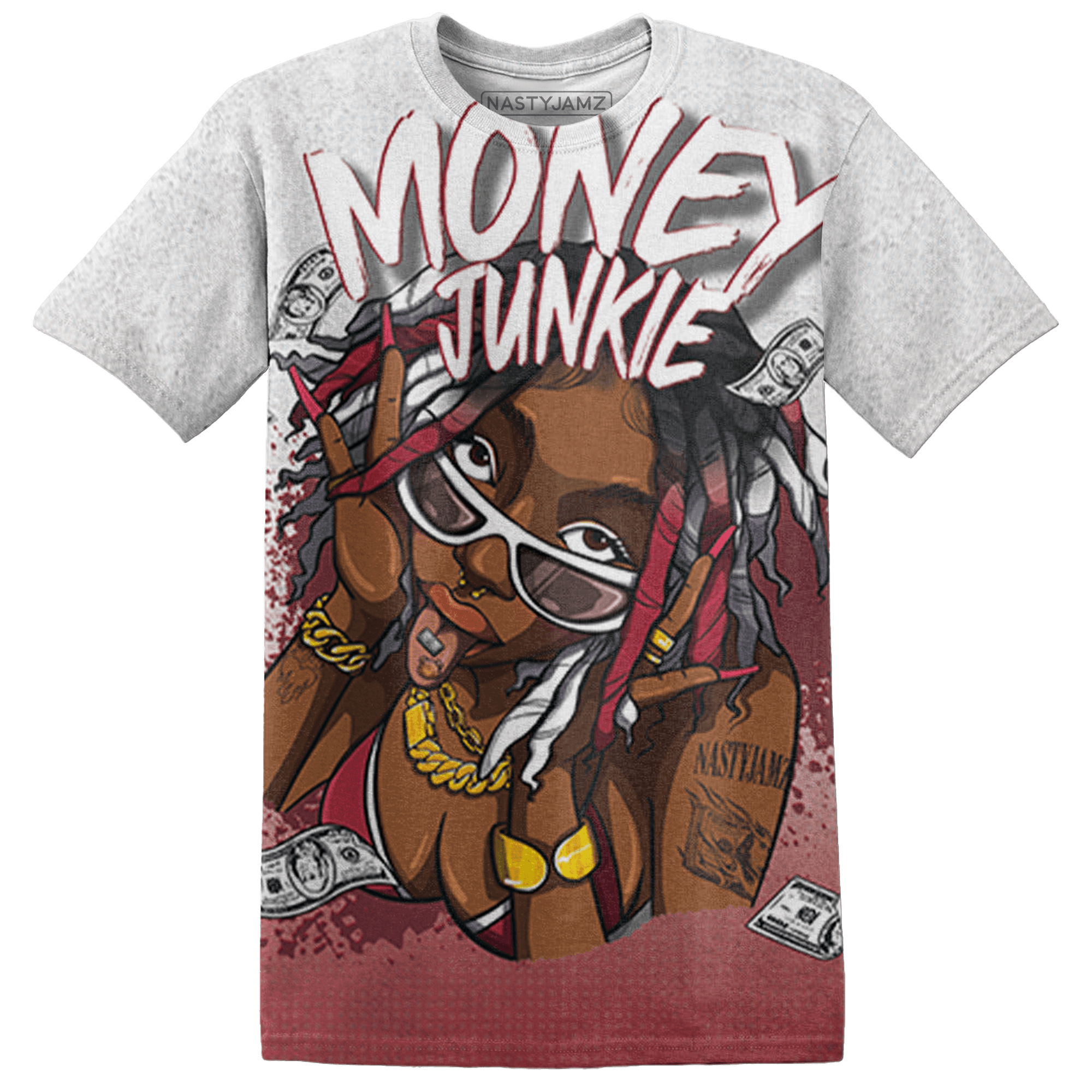 High 85 Metallic Burgundy 1s T Shirt Match Money Junkie 3D All-Over Print - NastyJamz