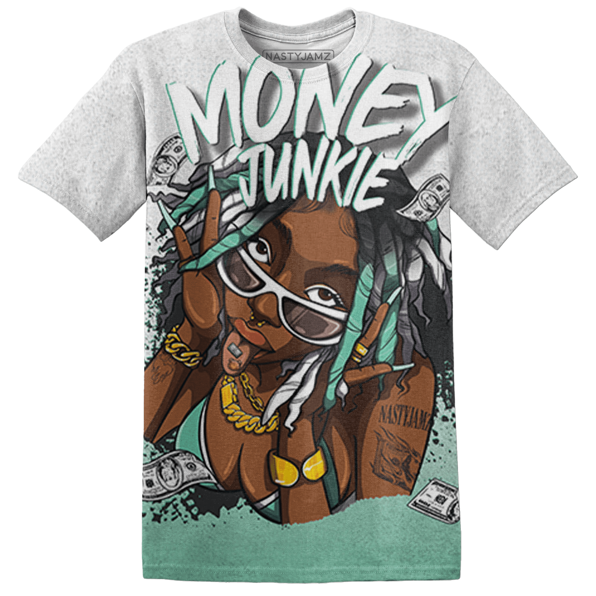 High OG Green Glow 1s T Shirt Match Money Junkie 3D All-Over Print - NastyJamz