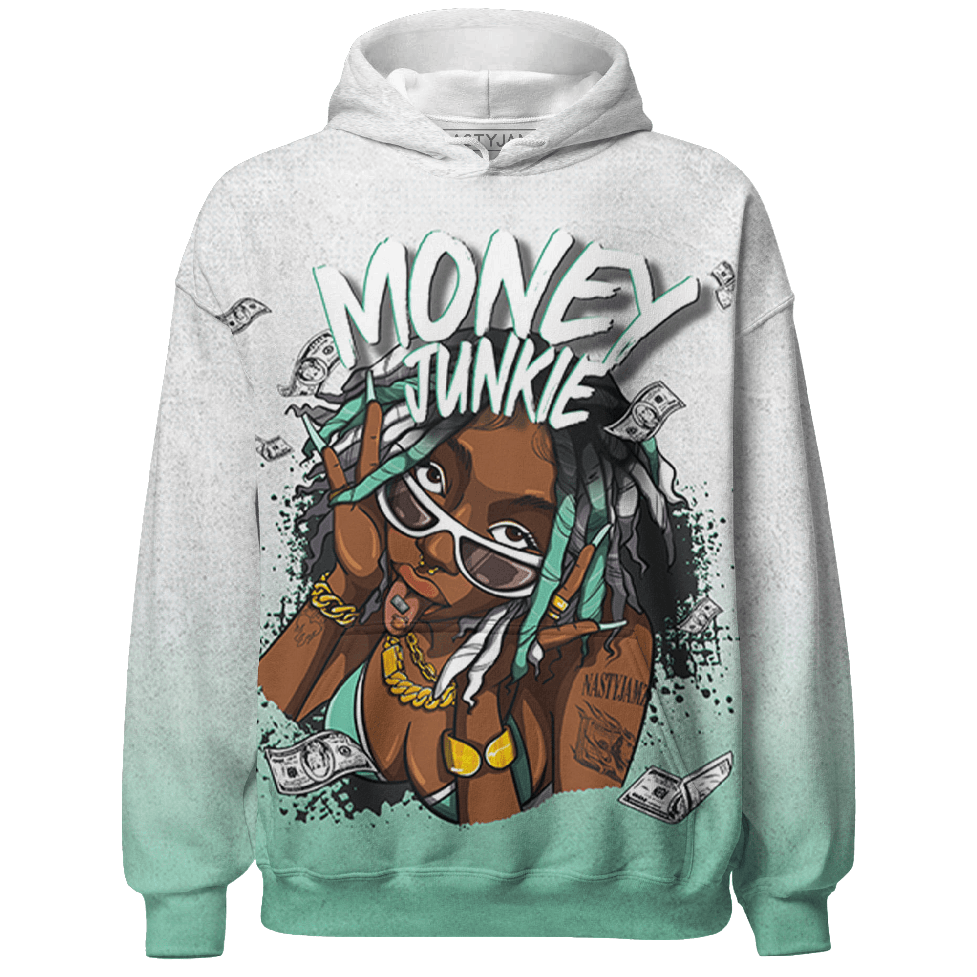 High OG Green Glow 1s Hoodie Match Money Junkie 3D All-Over Print - NastyJamz
