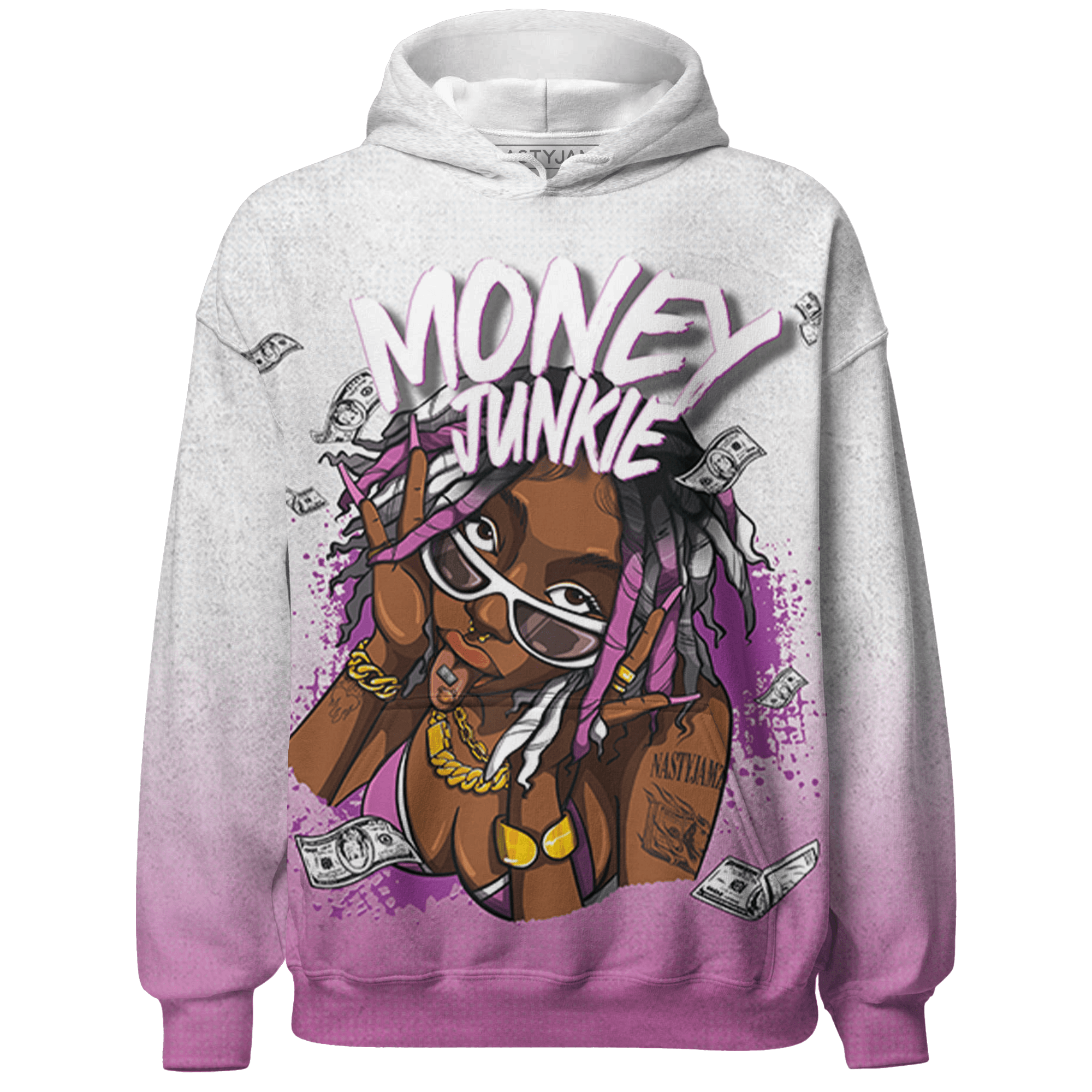 GS Hyper Violet 4s Hoodie Match Money Junkie 3D All-Over Print - NastyJamz