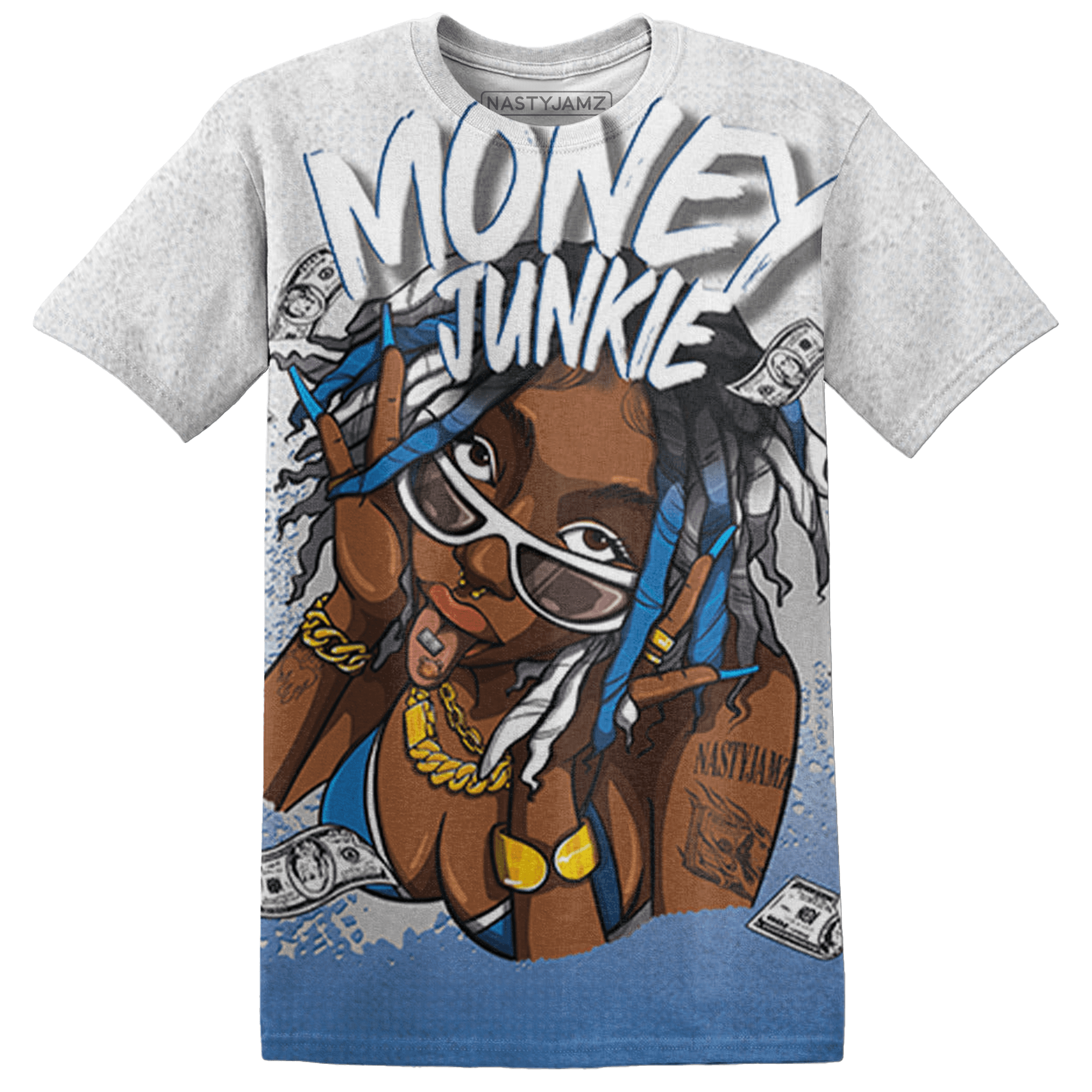 Industrial Blue 4s T Shirt Match Money Junkie 3D All-Over Print - NastyJamz