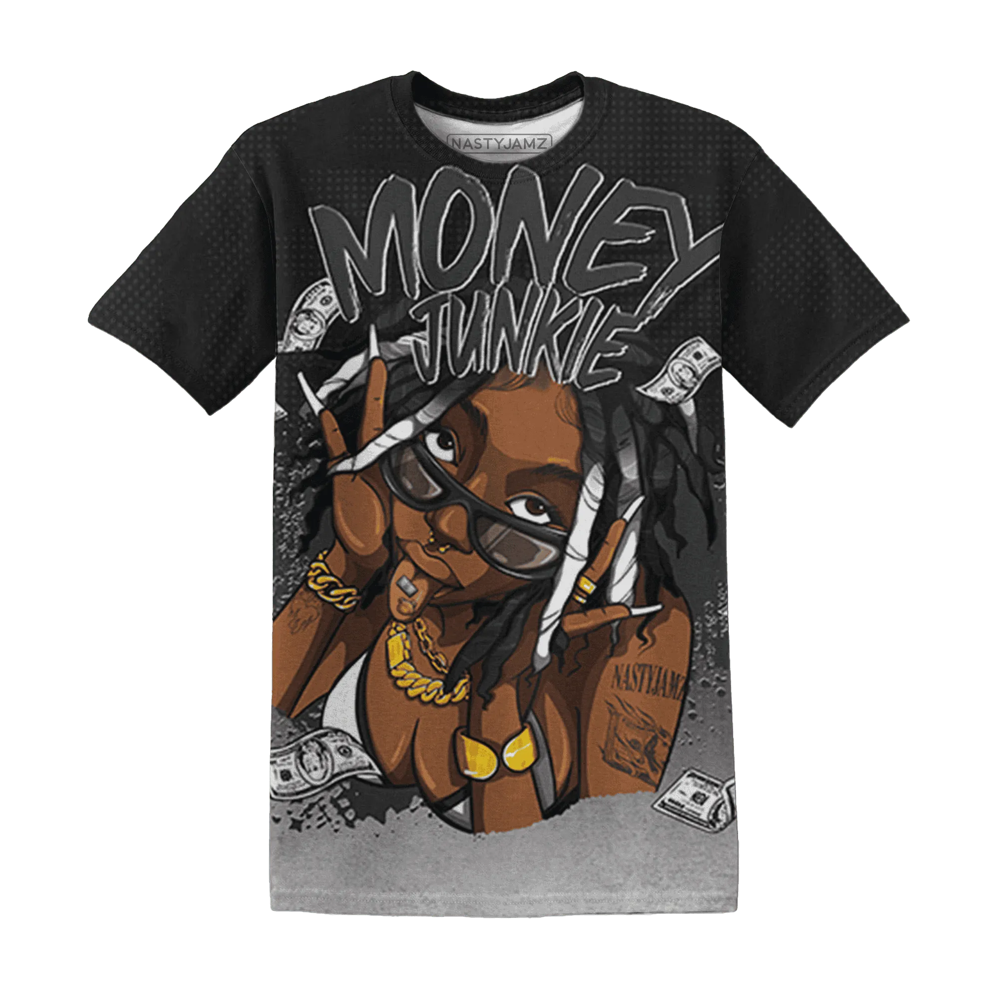 White-Thunder-4s-T-Shirt-Match-Money-Junkie-3D