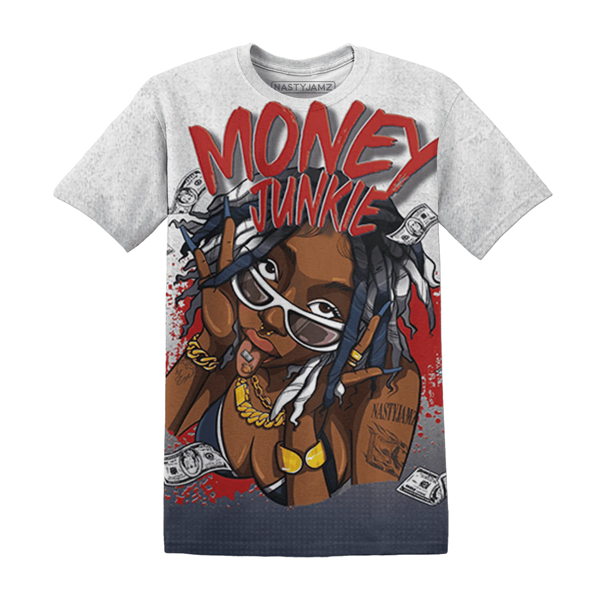 White-Navy-6s-T-Shirt-Match-Money-Junkie-3D