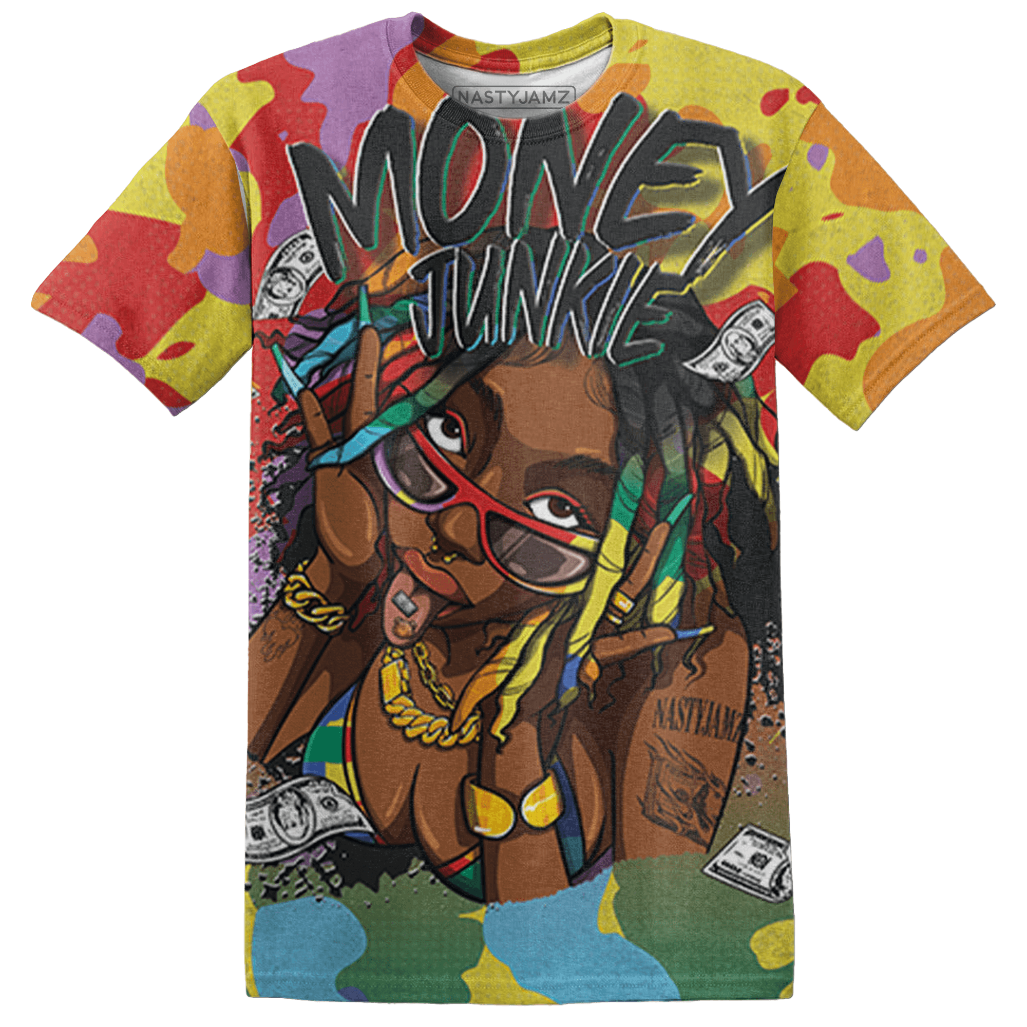 Mid GS Six Championships 1s T Shirt Match Money Junkie 3D All-Over Print - NastyJamz