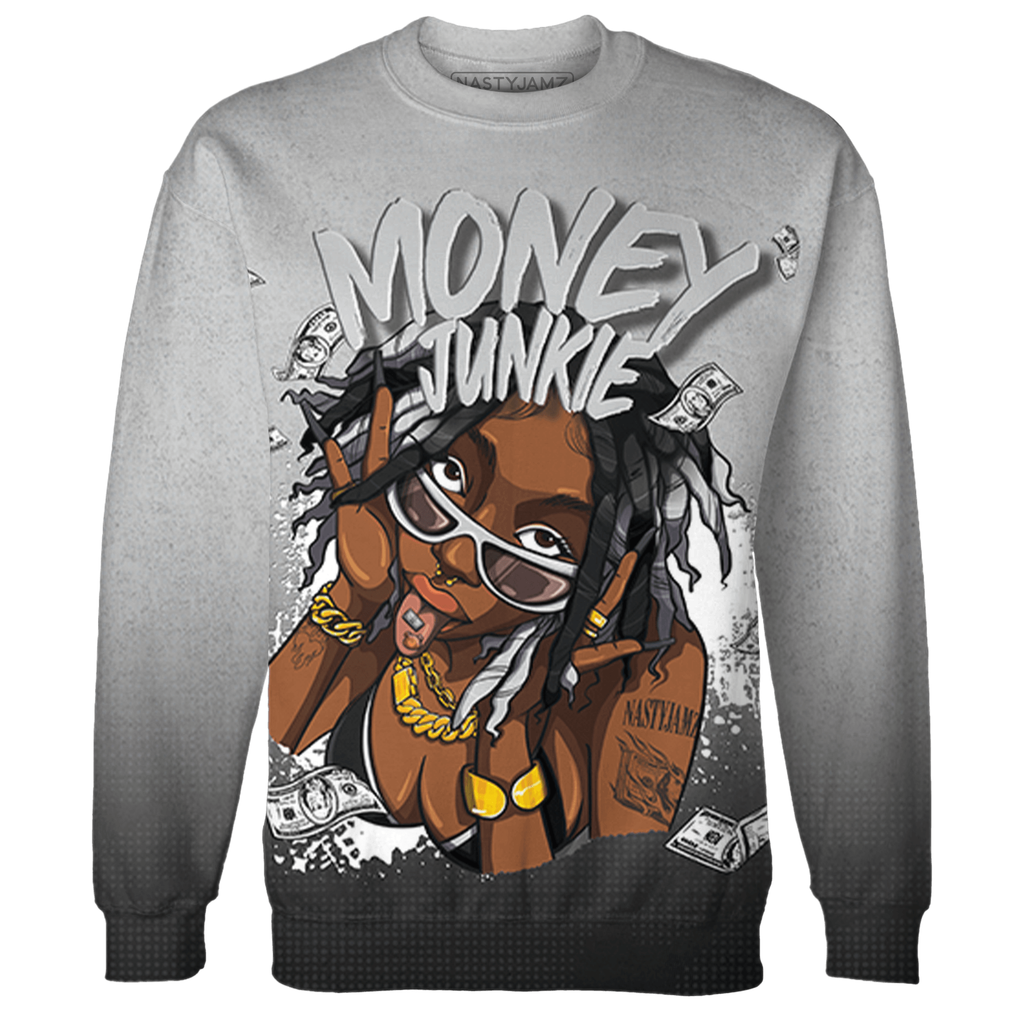 Retro High OG Black White 1s Sweatshirt Match Money Junkie 3D All-Over Print - NastyJamz