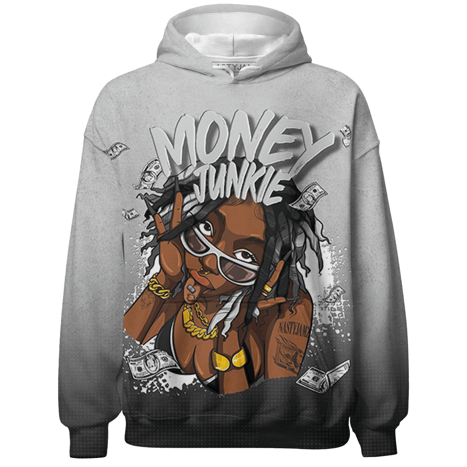 Retro High OG Black White 1s Hoodie Match Money Junkie 3D All-Over Print - NastyJamz