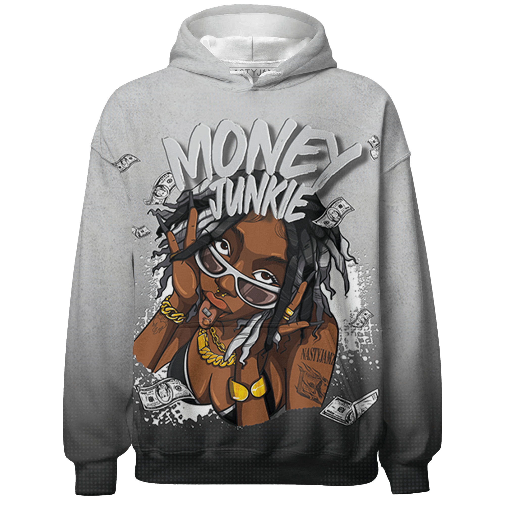 Retro High OG Black White 1s Hoodie Match Money Junkie 3D All-Over Print - NastyJamz