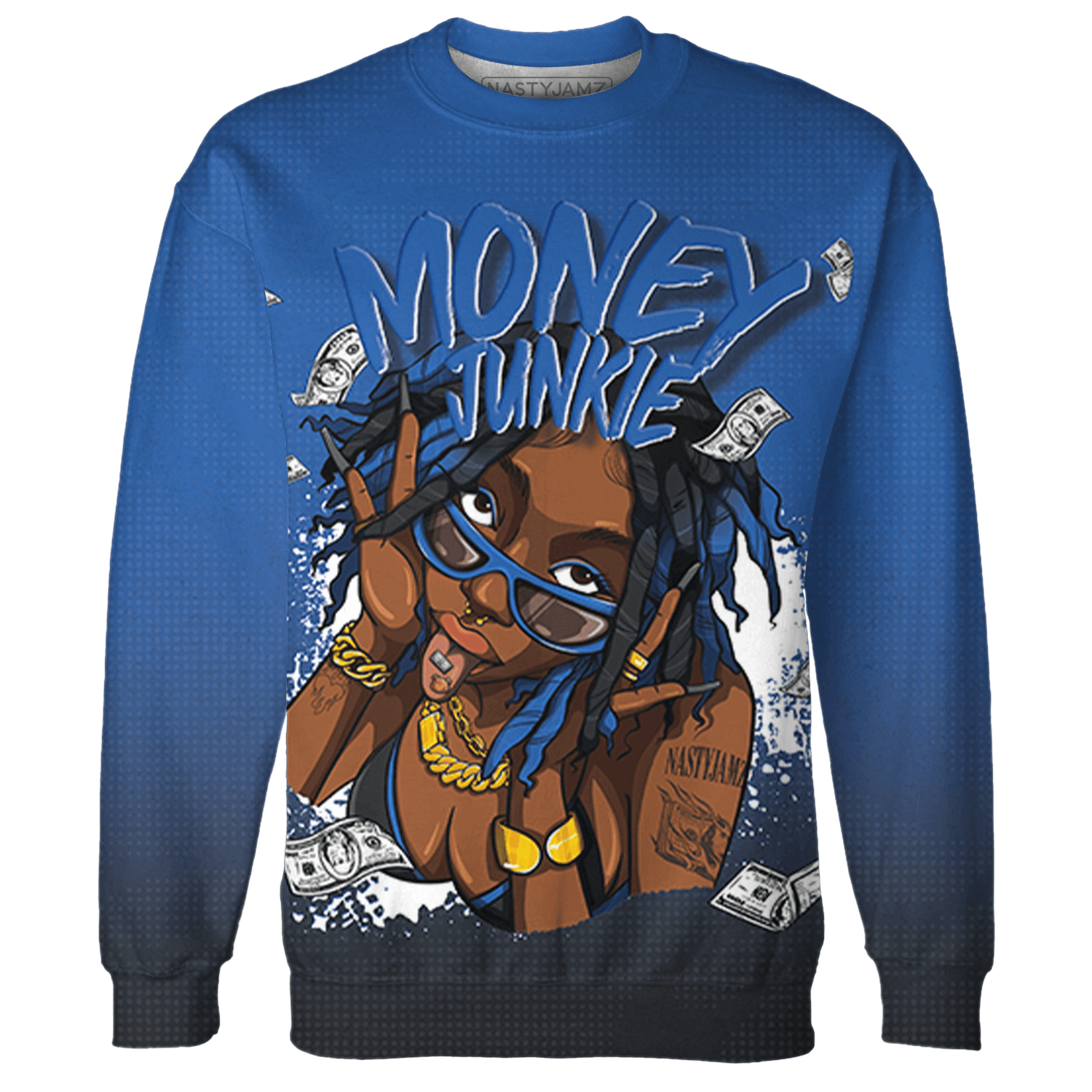 Royal Reimagined 1s Sweatshirt Match Money Junkie 3D All-Over Print - NastyJamz