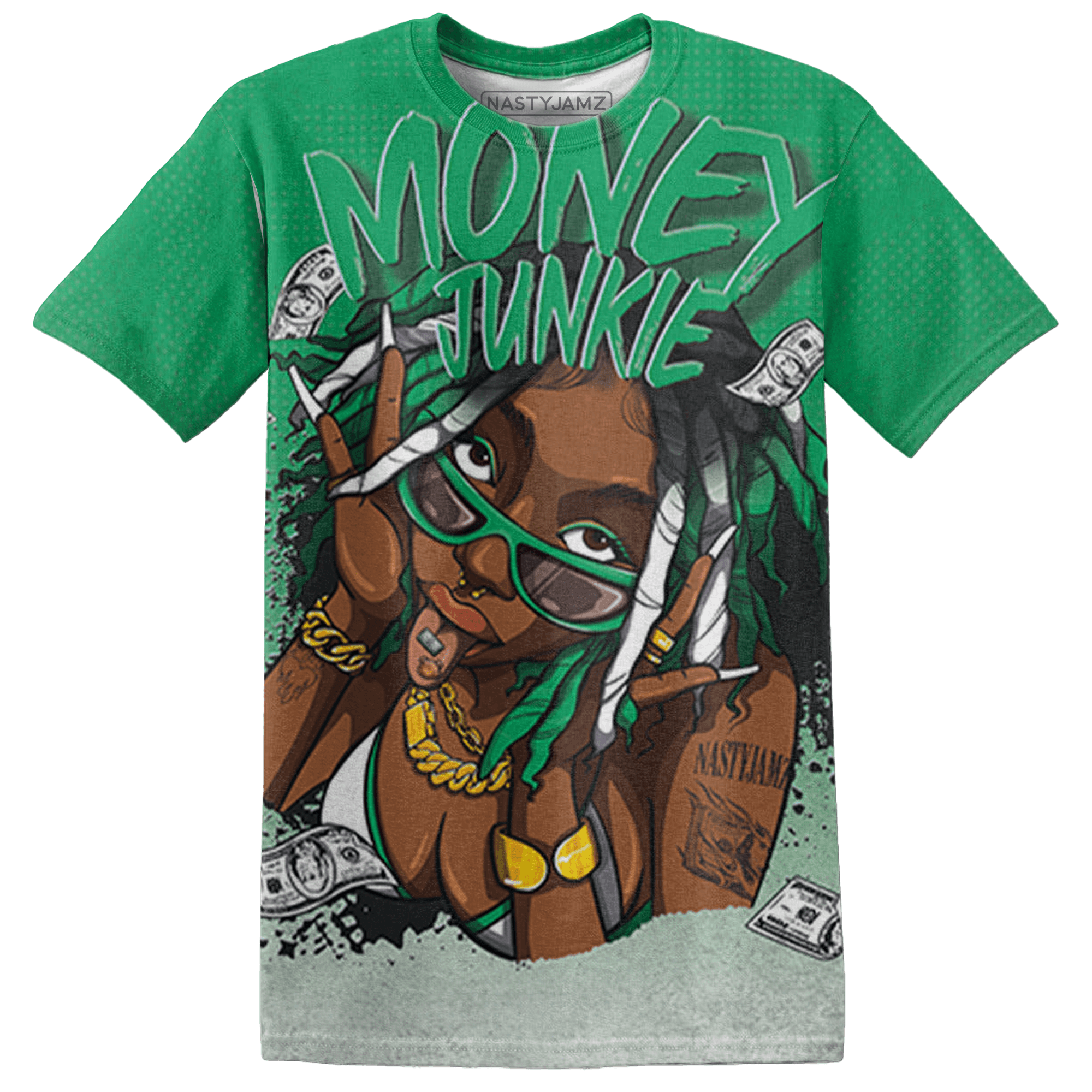 Lucky Green 5s T Shirt Match Money Junkie 3D All-Over Print - NastyJamz