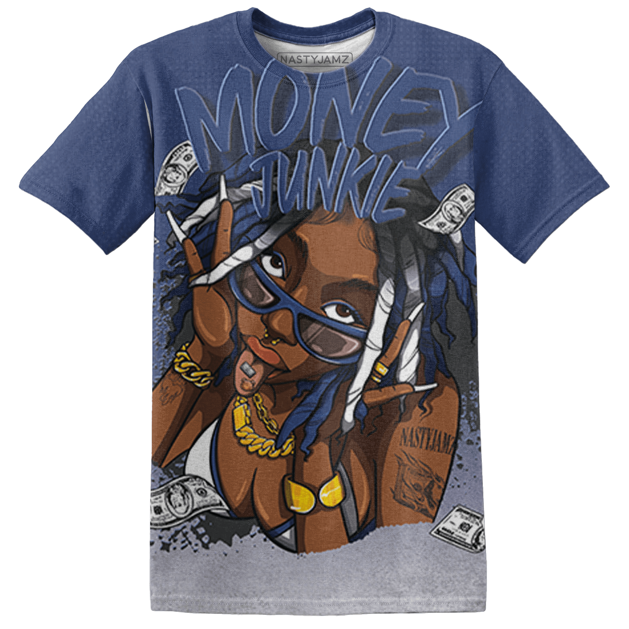 Midnight Navy 5s T Shirt Match Money Junkie 3D All-Over Print - NastyJamz