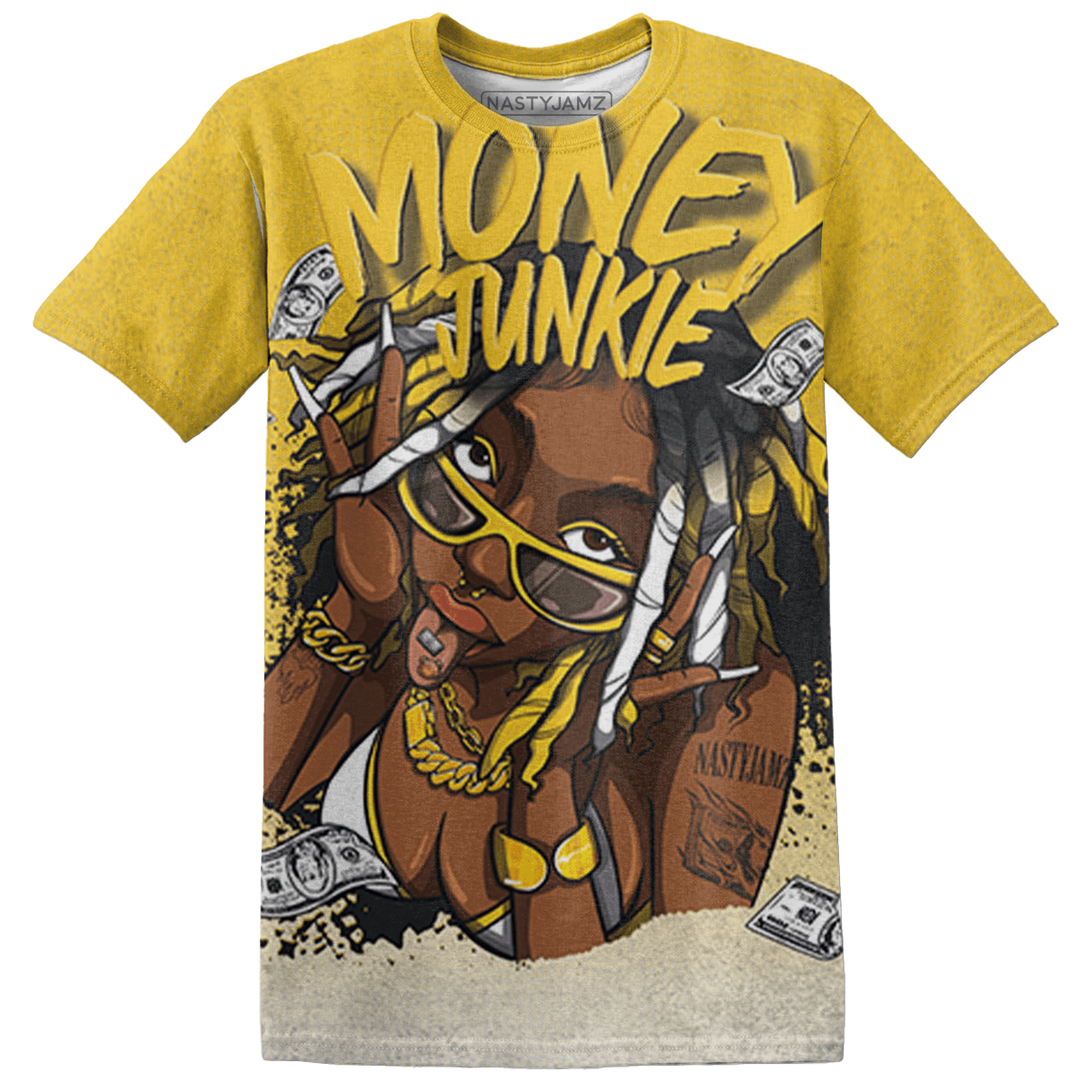 Yellow Ochre 6s T Shirt Match Money Junkie 3D All-Over Print - NastyJamz