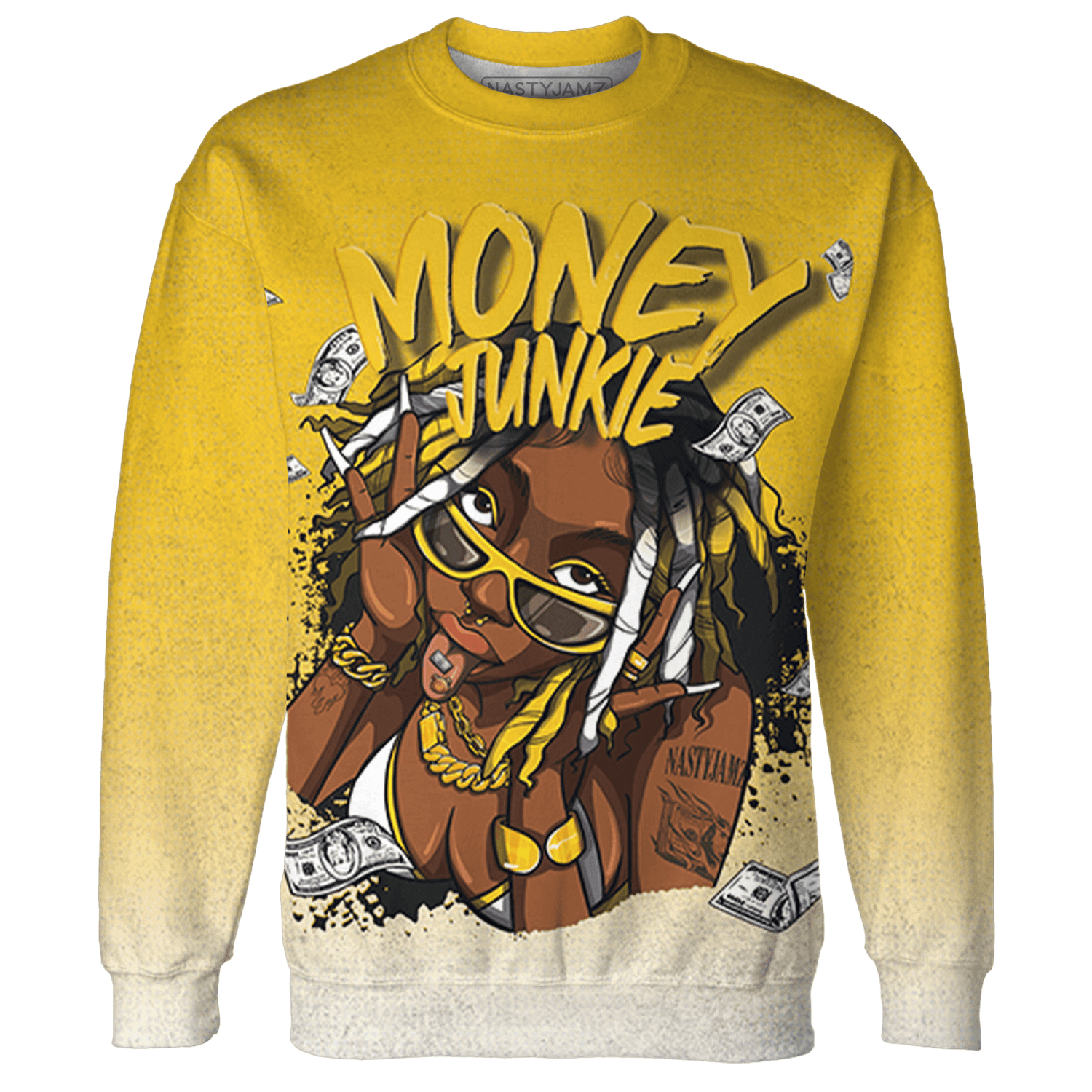 Yellow Ochre 6s Sweatshirt Match Money Junkie 3D All-Over Print - NastyJamz