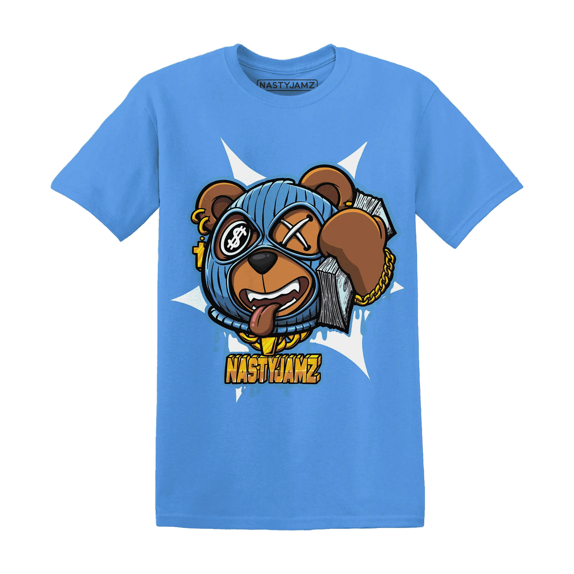 NastyJamz-Carolina-Blue-Univercitii-17s-T-Shirt-Match-Money-Motive-BER