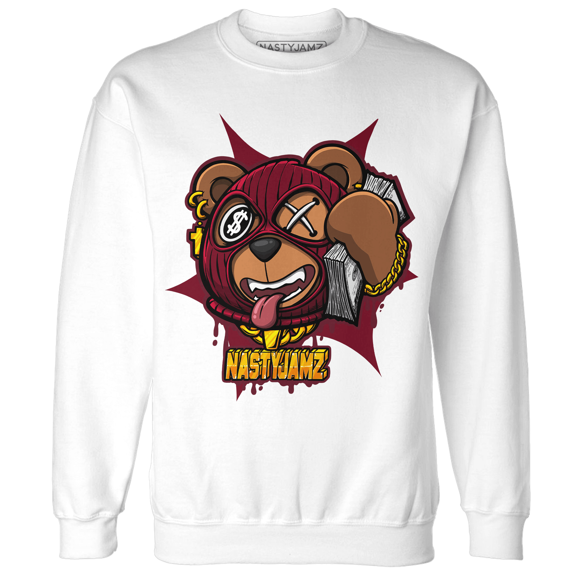 High White Team Red 1s Sweatshirt Match Money Motive BER - NastyJamz
