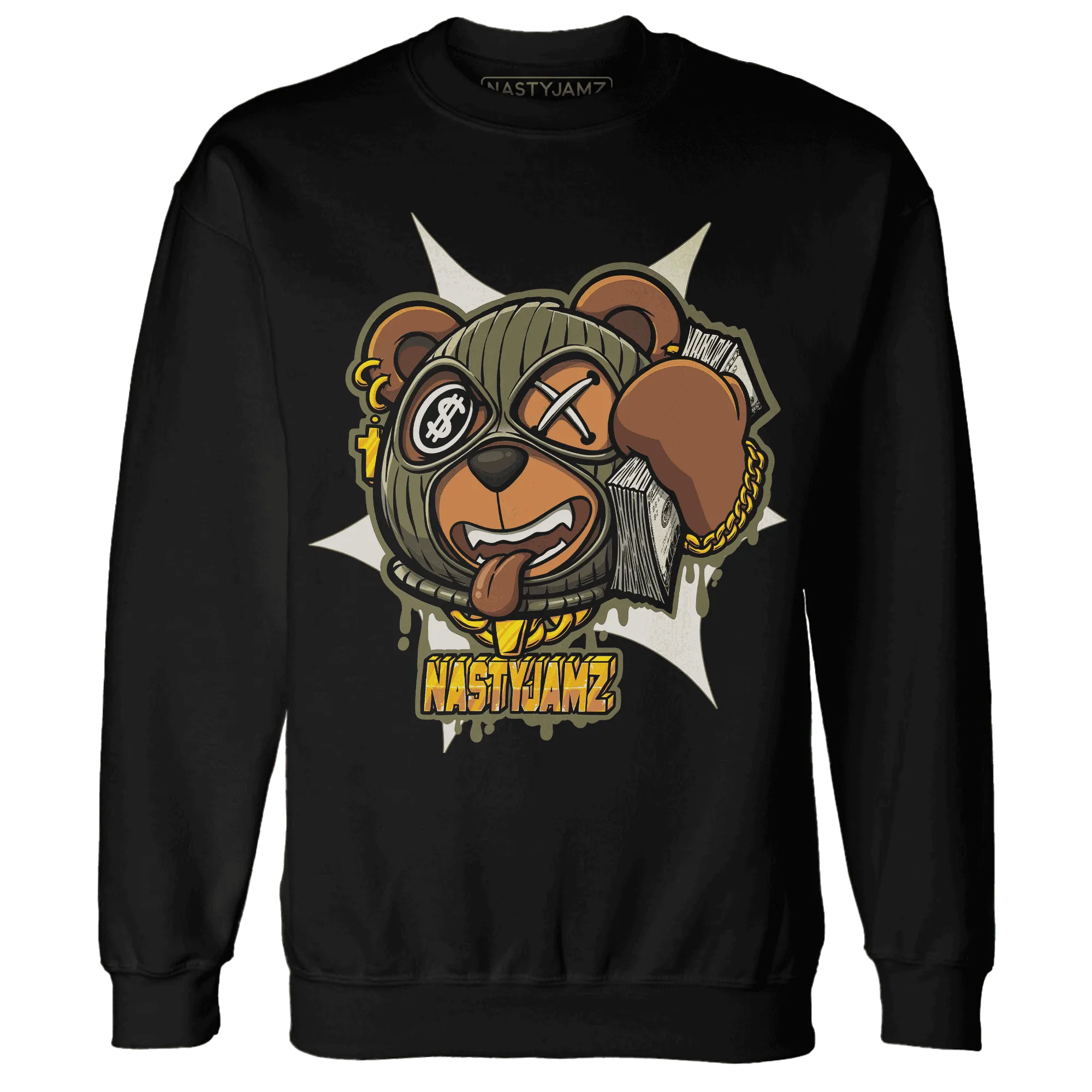 NastyJamz-Medium-Olive-1s-Sweatshirt-Match-Money-Motive-BER