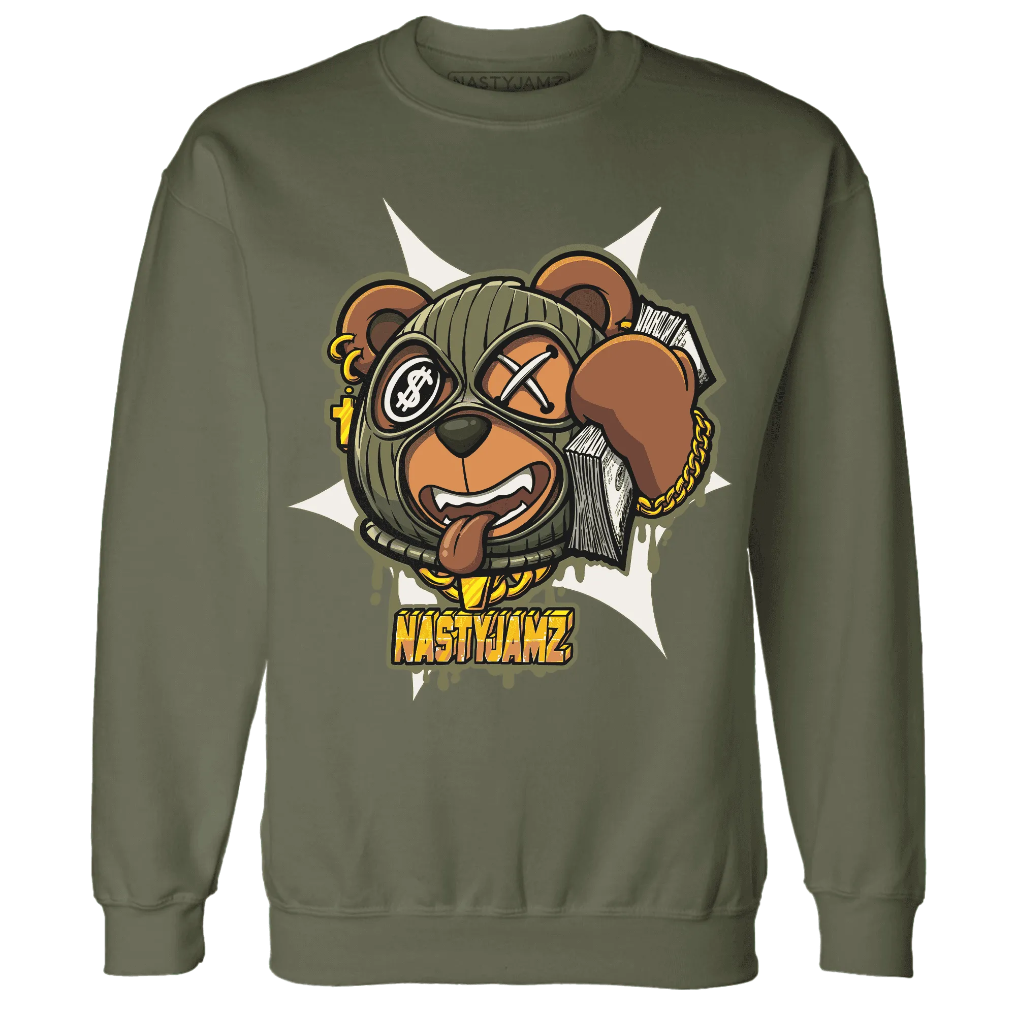 NastyJamz-Medium-Olive-1s-Sweatshirt-Match-Money-Motive-BER