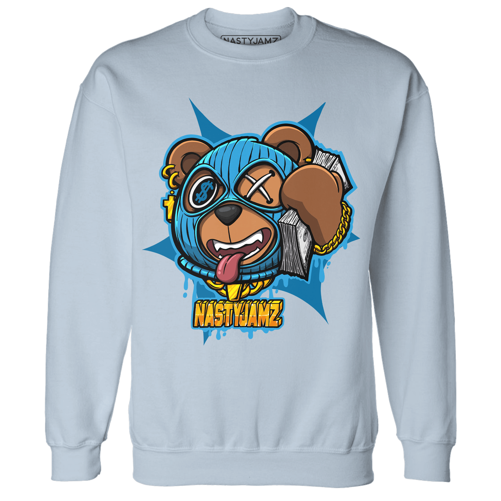 Powder Blue 9s Sweatshirt Match Money Motive BER - NastyJamz