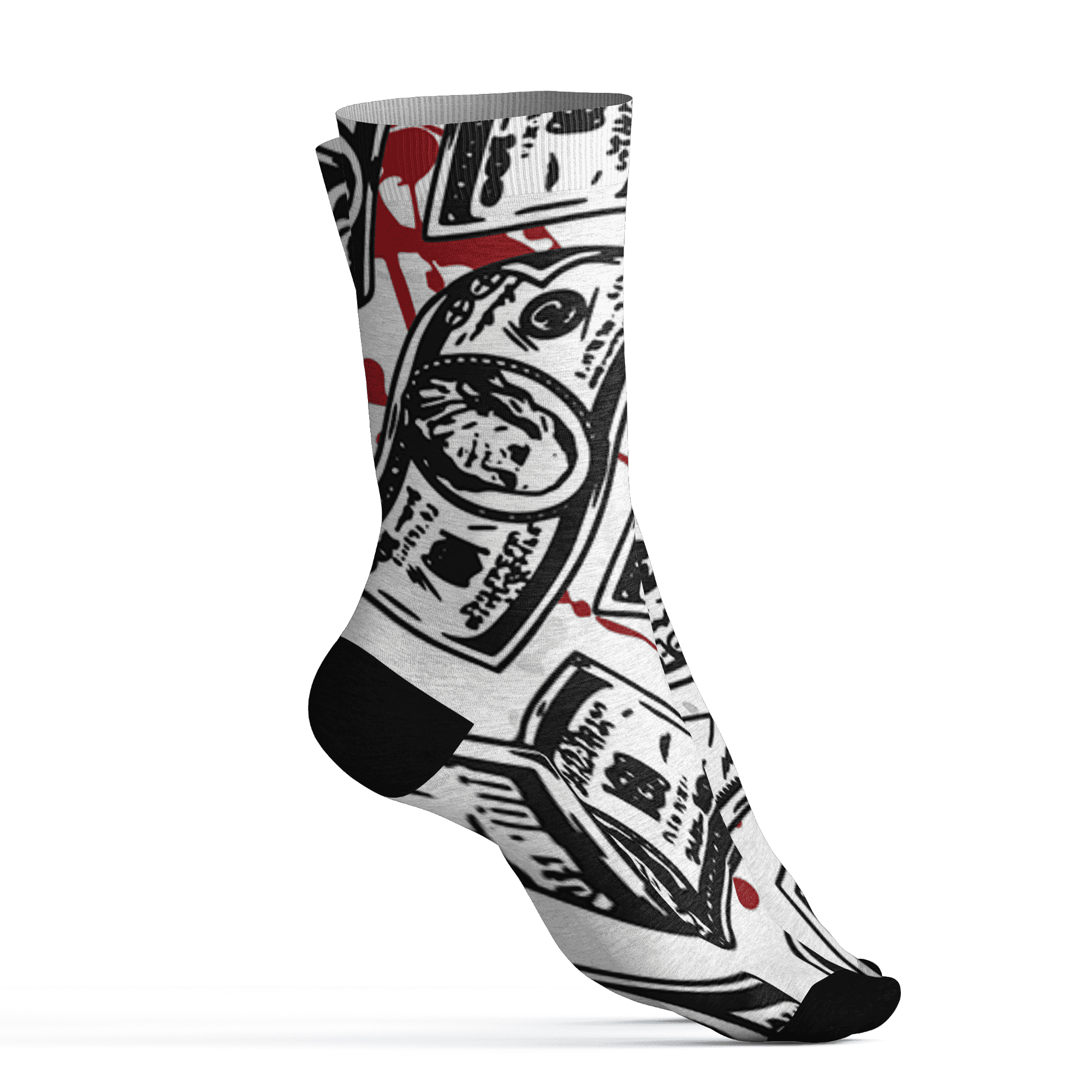 Retro Red Taxi 12s Socks Match Money Motive BER 3D All-Over Print - NastyJamz