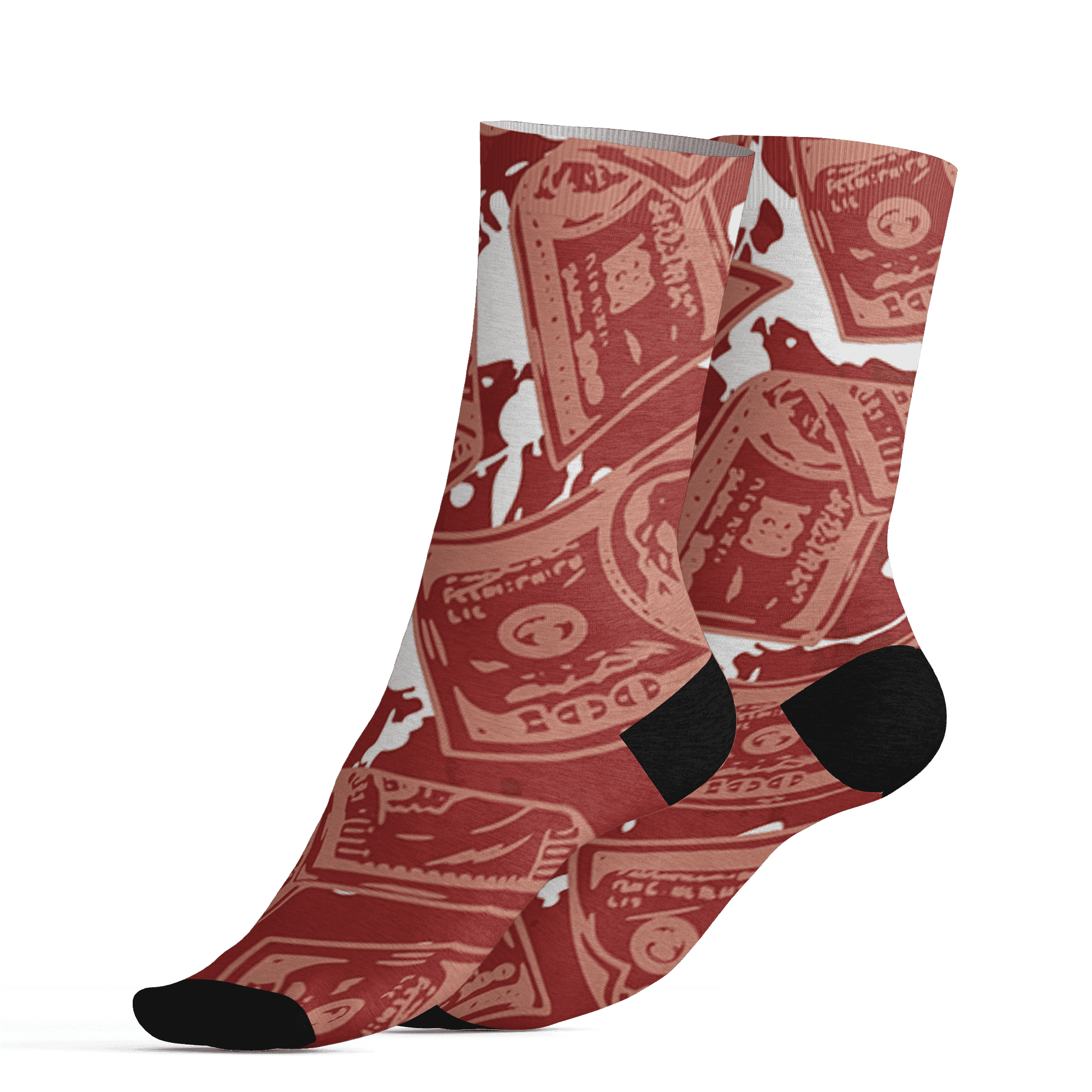 Dune Red 13s Socks Match Money Motive BER 3D All-Over Print - NastyJamz