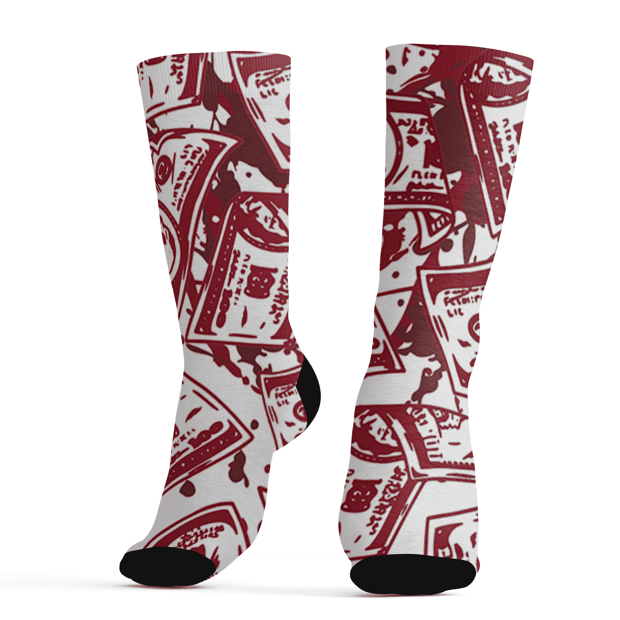 High 85 Metallic Burgundy 1s Socks Match Money Motive BER 3D All-Over Print - NastyJamz
