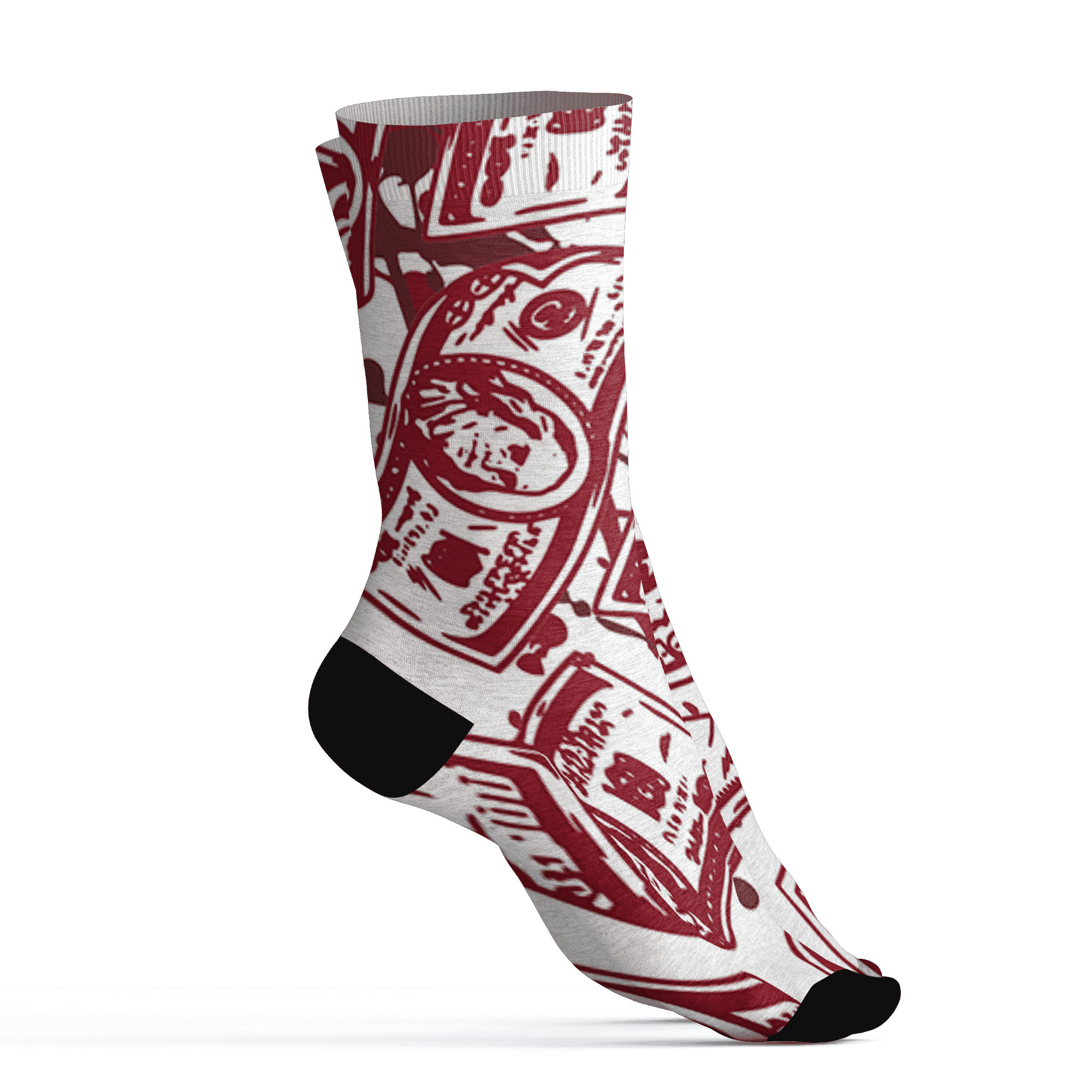 High 85 Metallic Burgundy 1s Socks Match Money Motive BER 3D All-Over Print - NastyJamz
