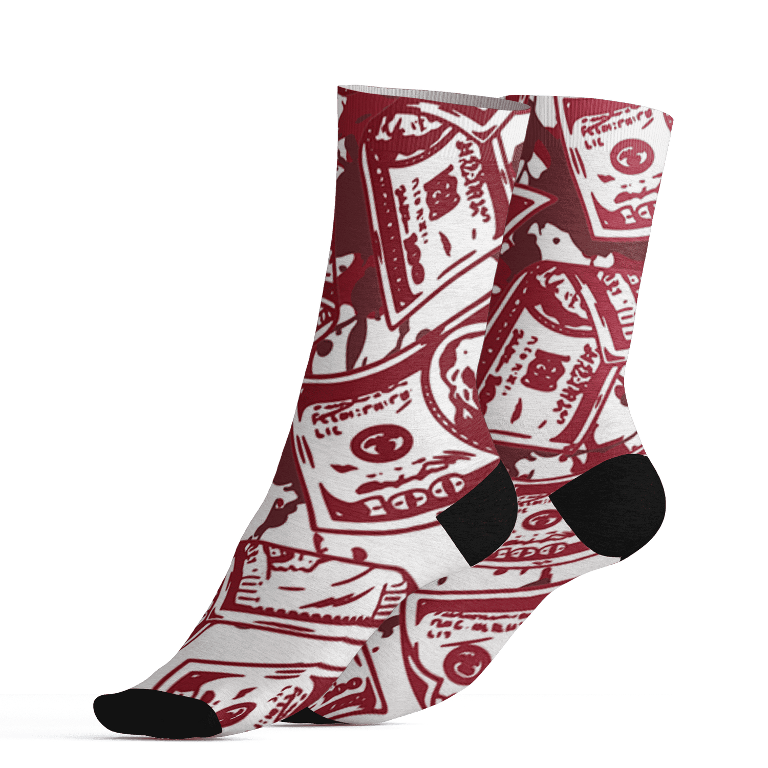 High 85 Metallic Burgundy 1s Socks Match Money Motive BER 3D All-Over Print - NastyJamz