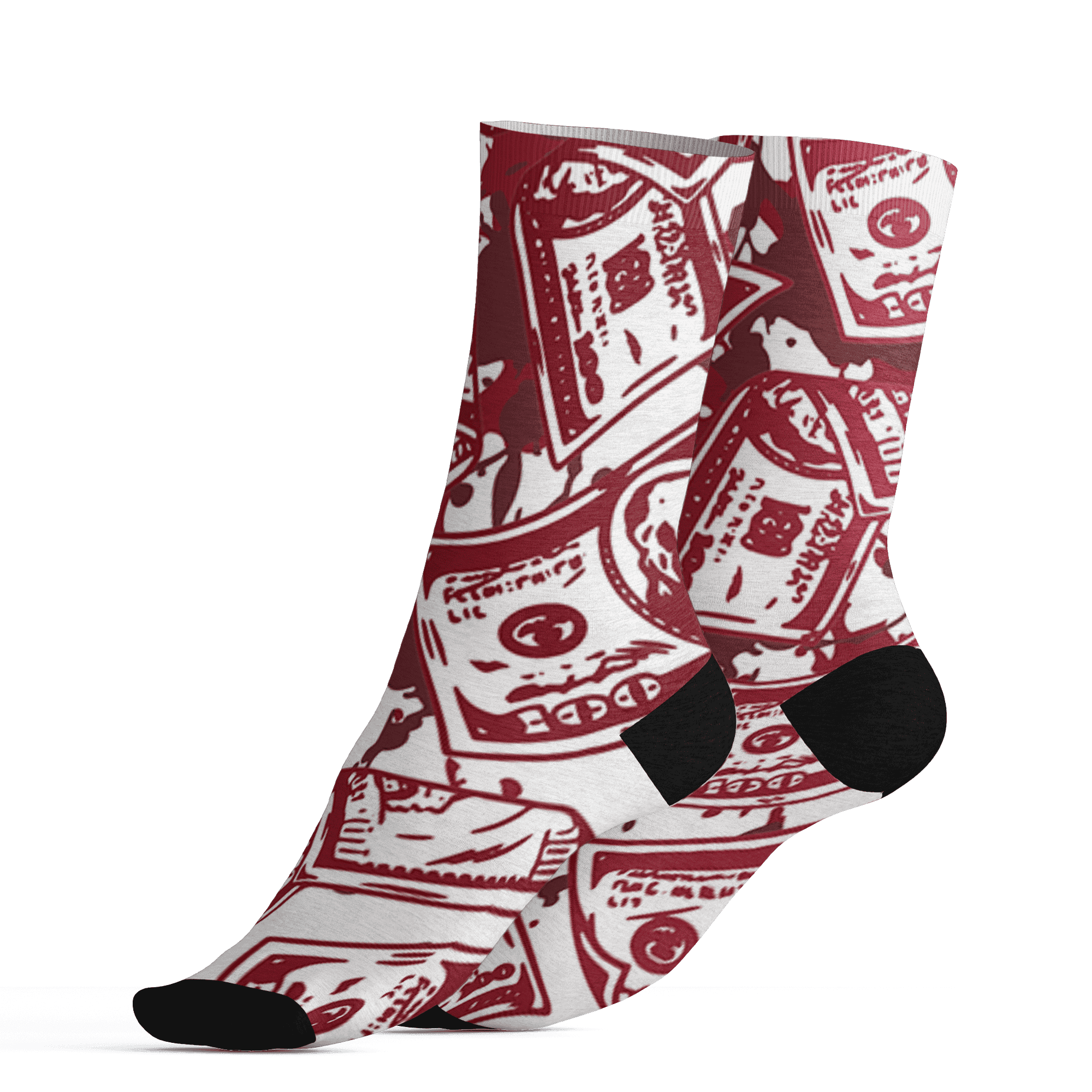 High 85 Metallic Burgundy 1s Socks Match Money Motive BER 3D All-Over Print - NastyJamz
