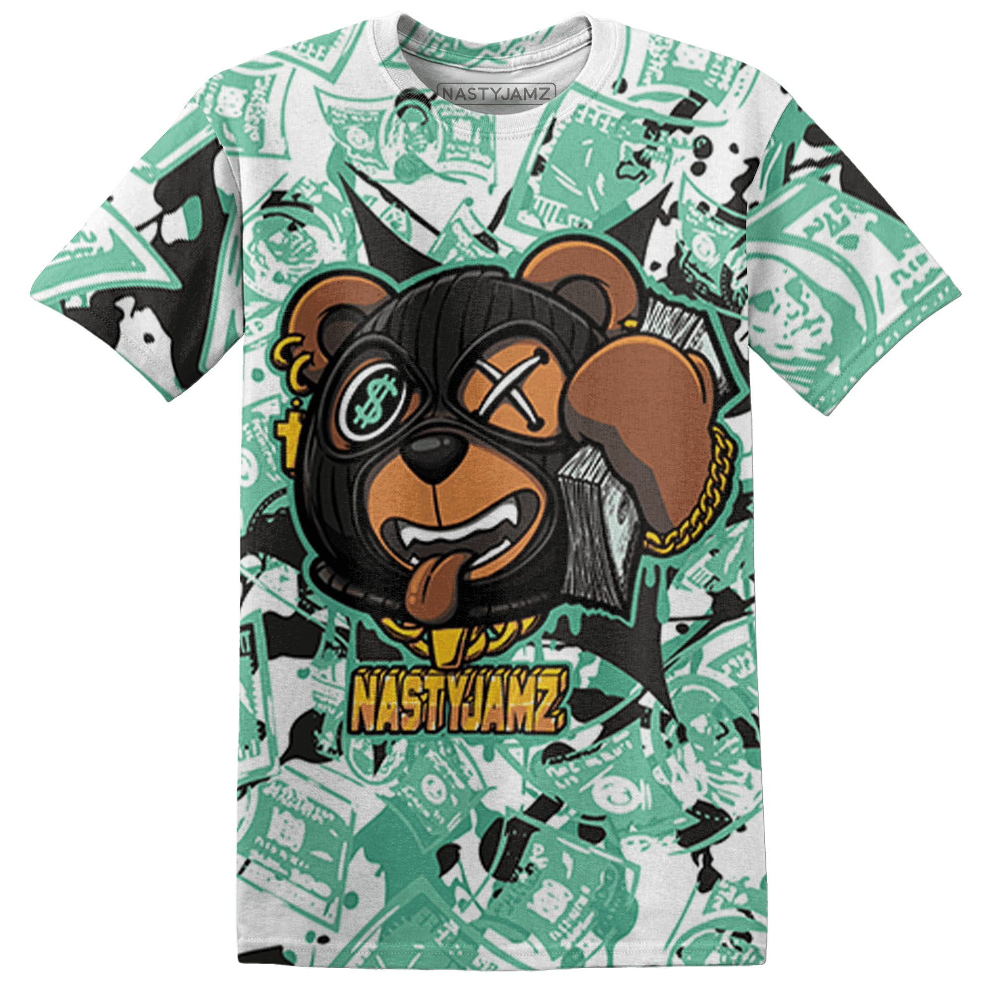 High OG Green Glow 1s T Shirt Match Money Motive BER 3D All-Over Print - NastyJamz