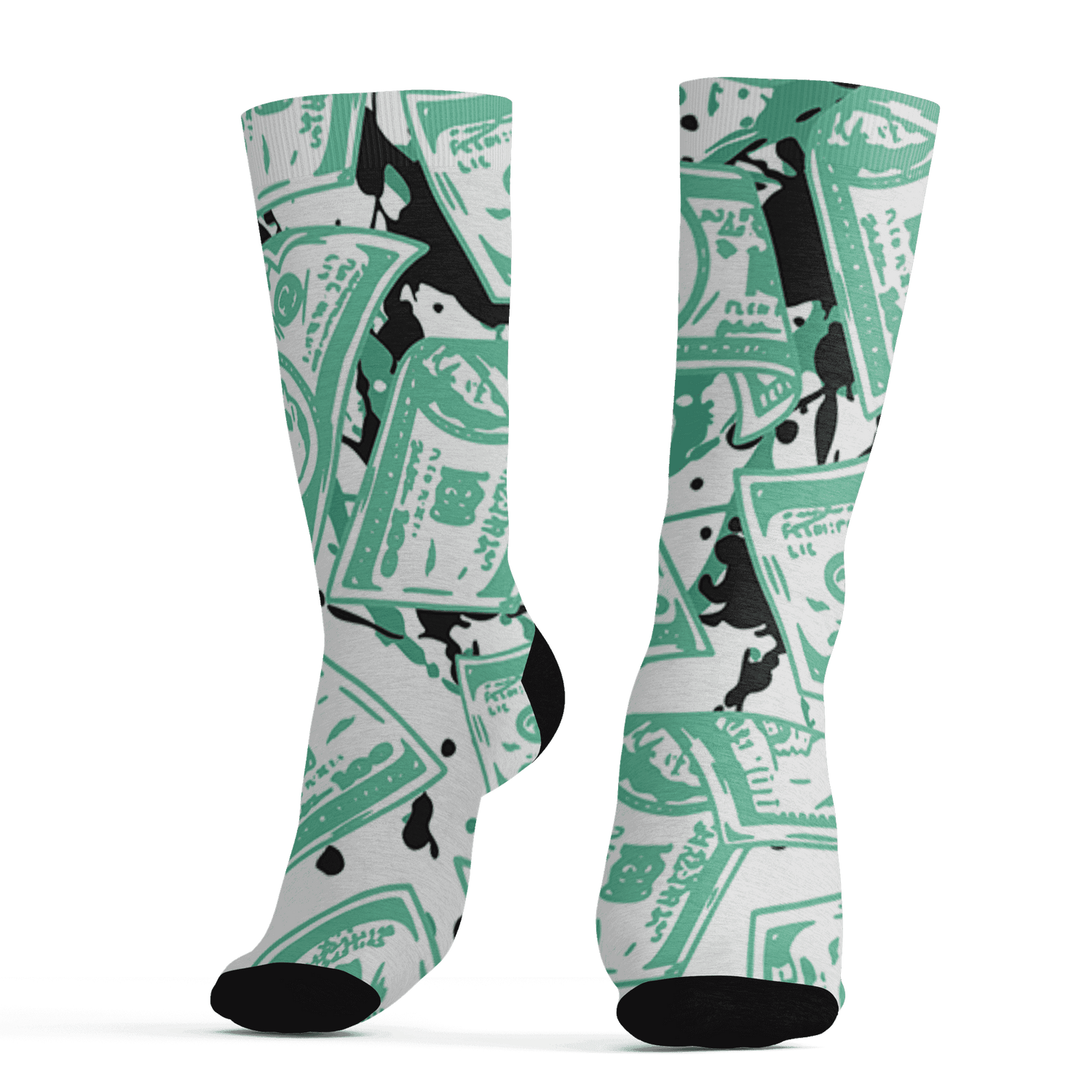 High OG Green Glow 1s Socks Match Money Motive BER 3D All-Over Print - NastyJamz