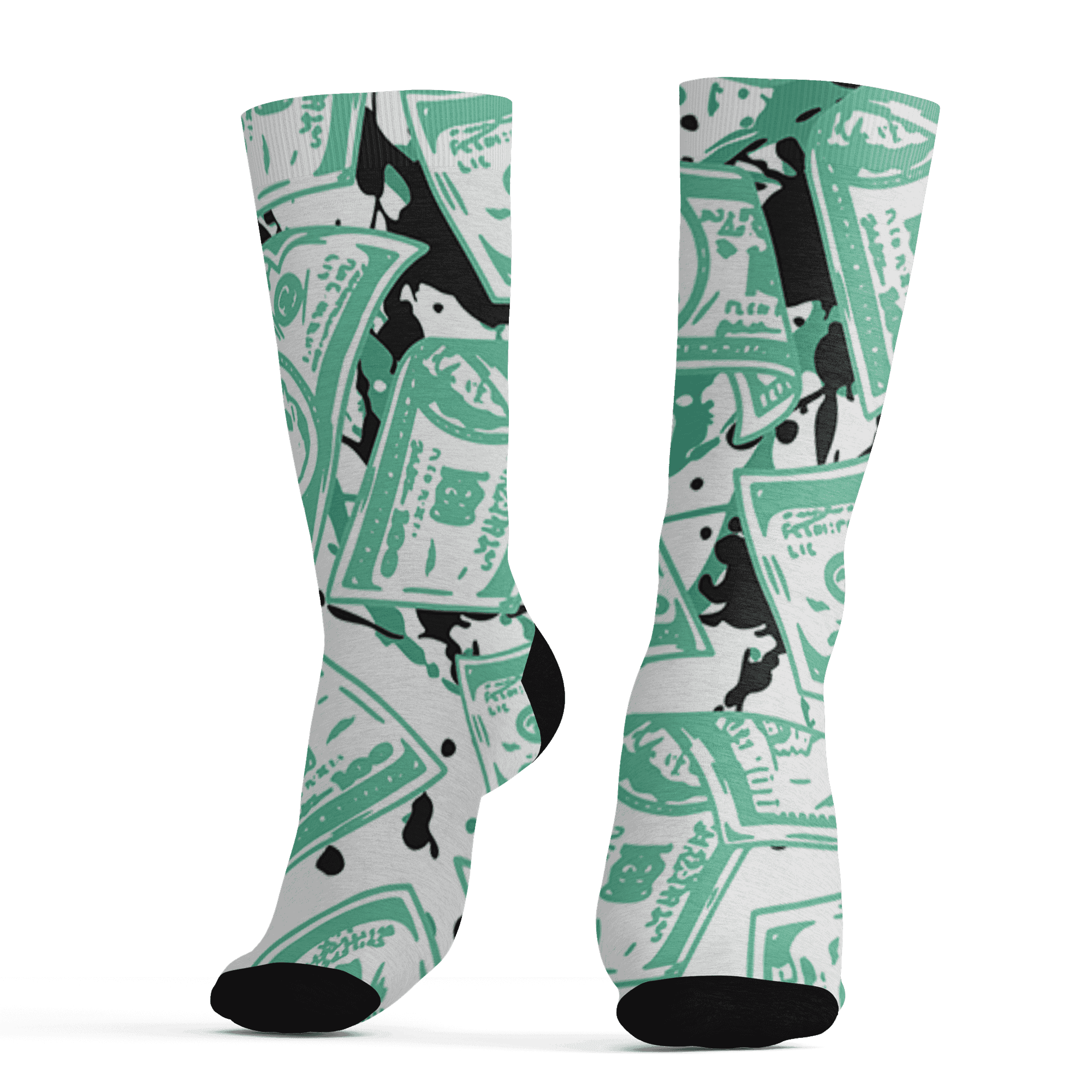 High OG Green Glow 1s Socks Match Money Motive BER 3D All-Over Print - NastyJamz