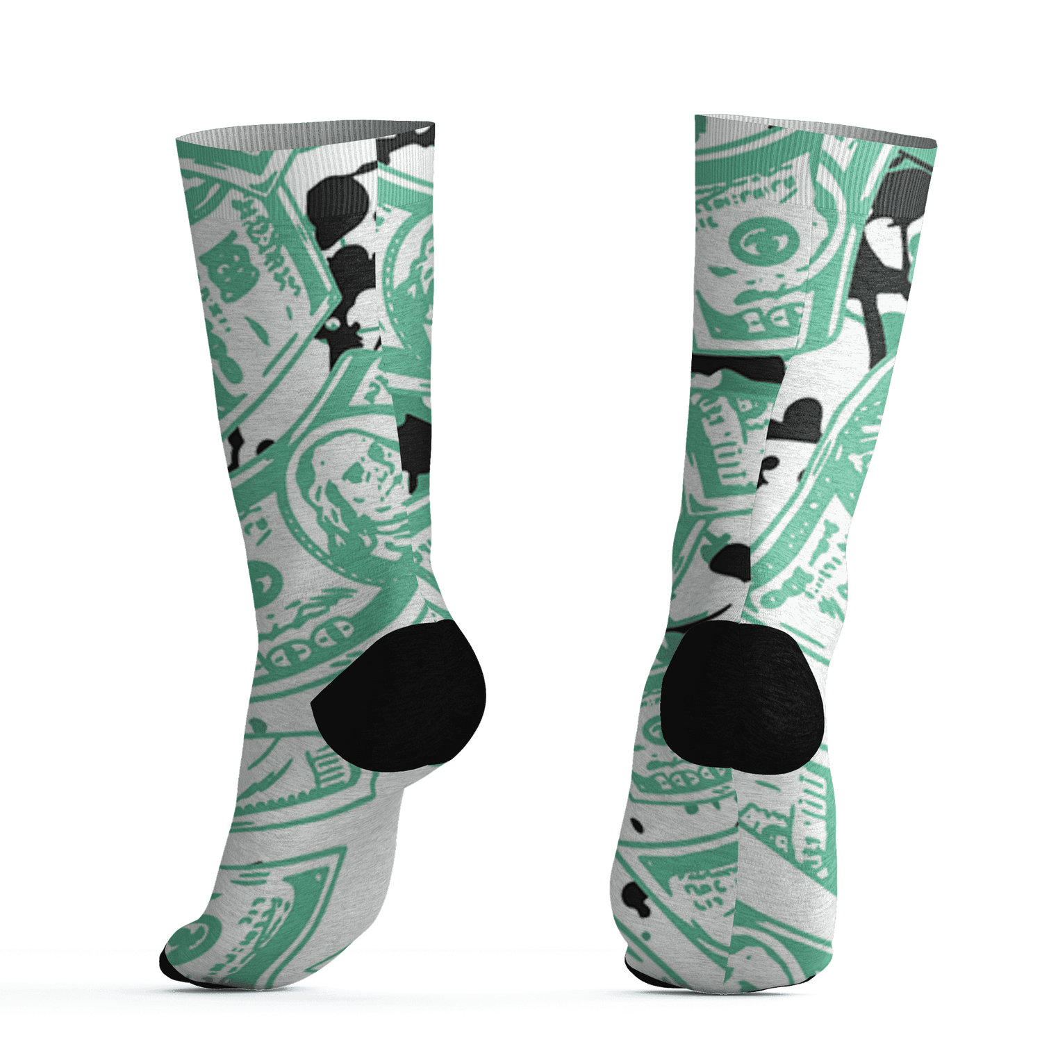 High OG Green Glow 1s Socks Match Money Motive BER 3D All-Over Print - NastyJamz