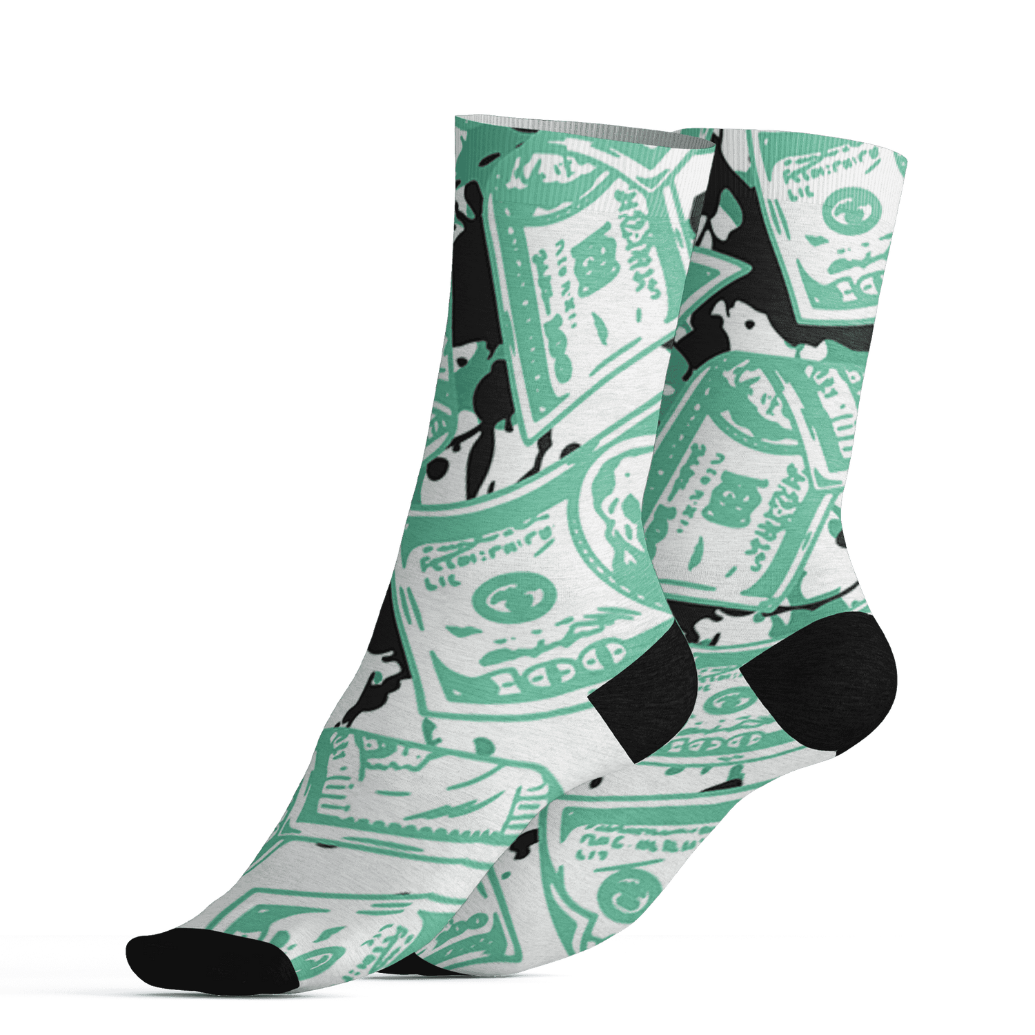 High OG Green Glow 1s Socks Match Money Motive BER 3D All-Over Print - NastyJamz