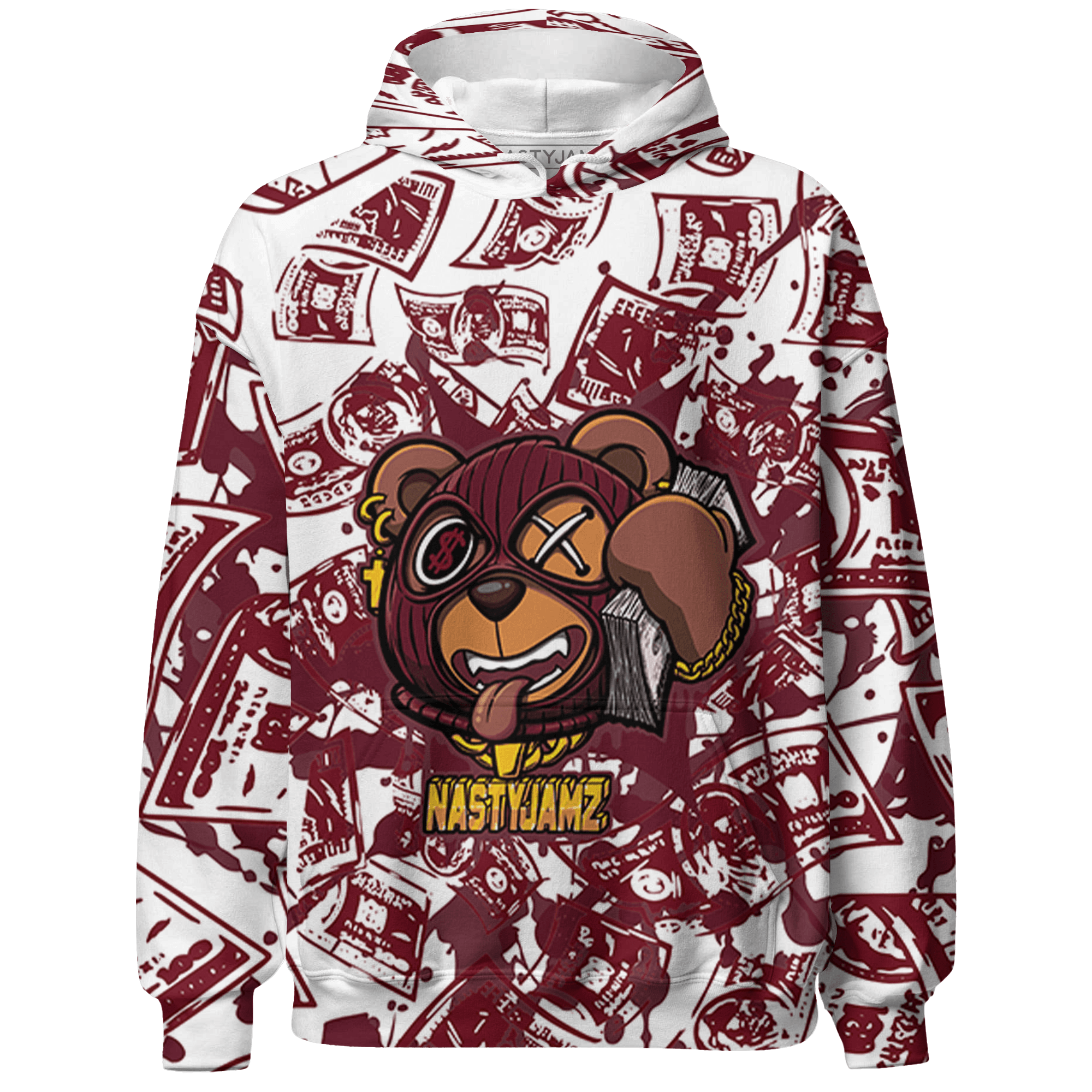 High White Team Red 1s Hoodie Match Money Motive BER 3D All-Over Print - NastyJamz