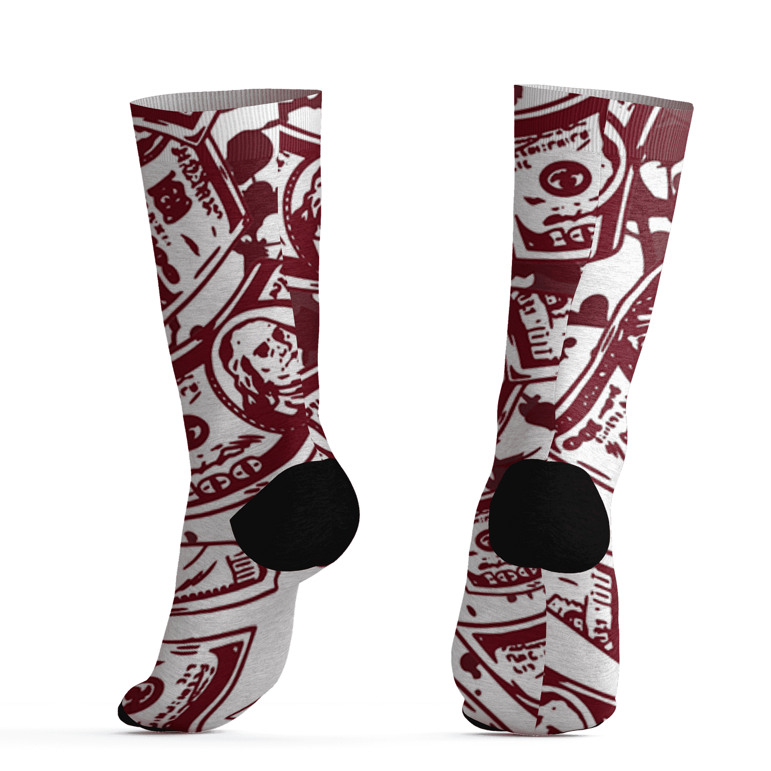 High White Team Red 1s Socks Match Money Motive BER 3D All-Over Print - NastyJamz