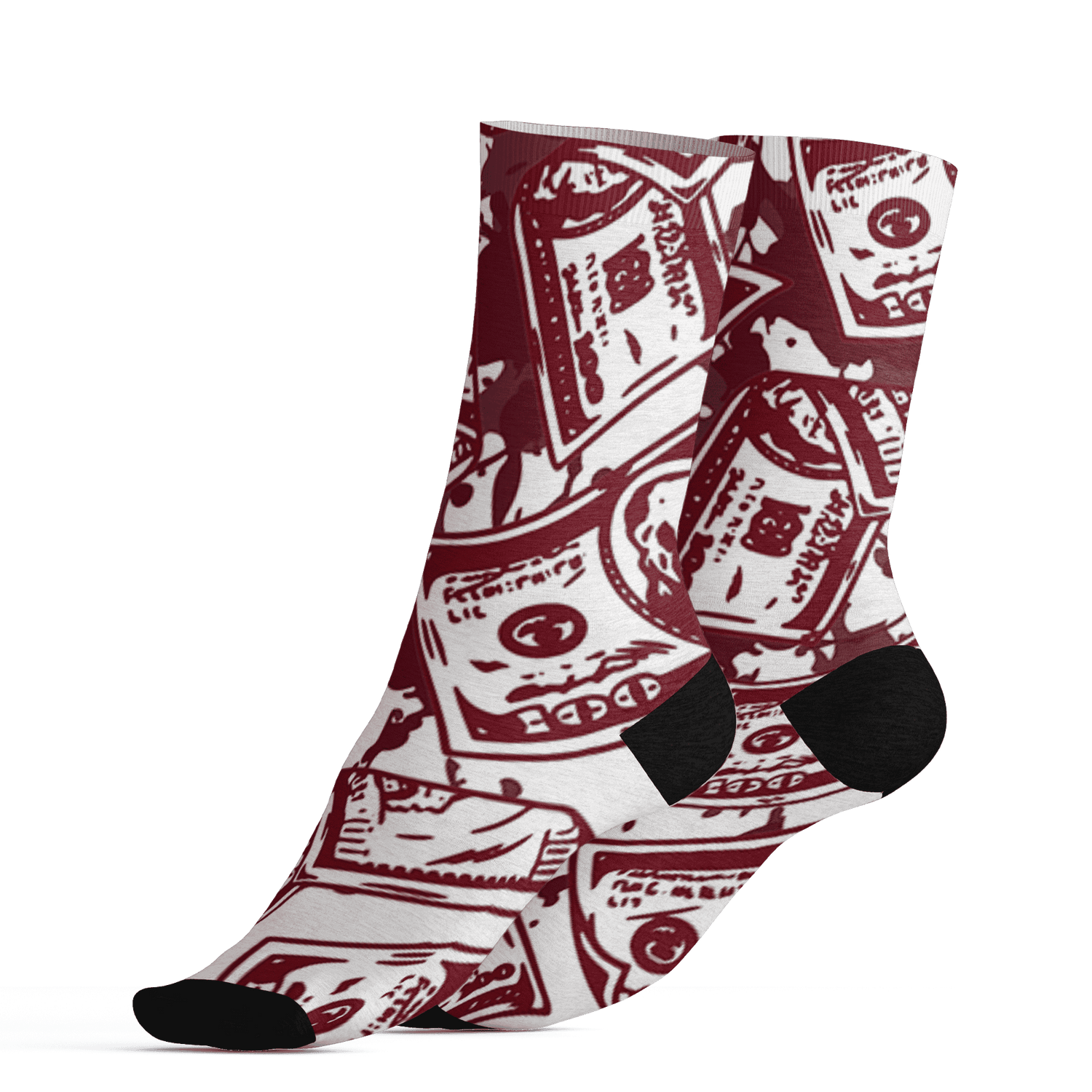 High White Team Red 1s Socks Match Money Motive BER 3D All-Over Print - NastyJamz