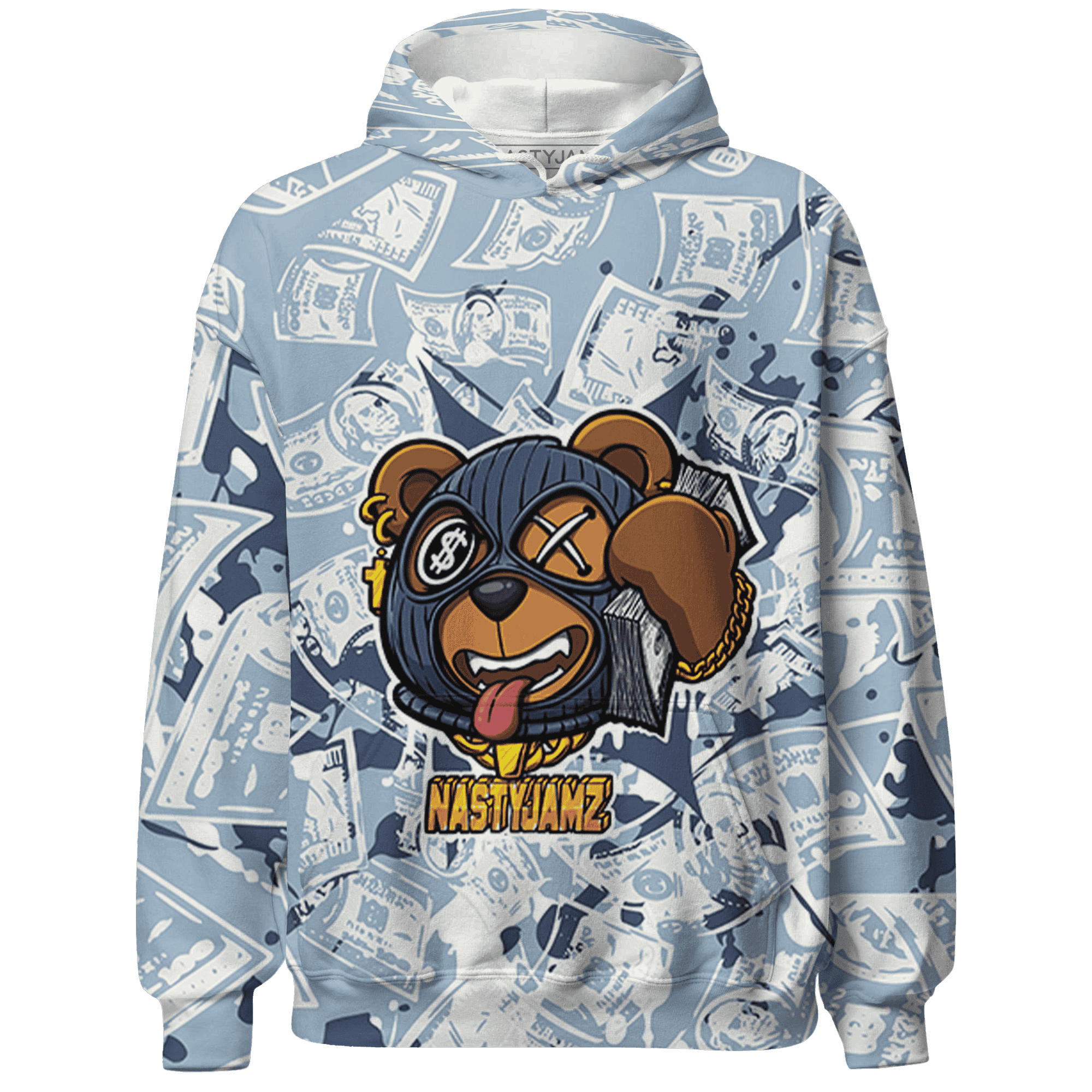 Mid Diffused Blue Grey 1s Hoodie Match Money Motive BER 3D All-Over Print - NastyJamz