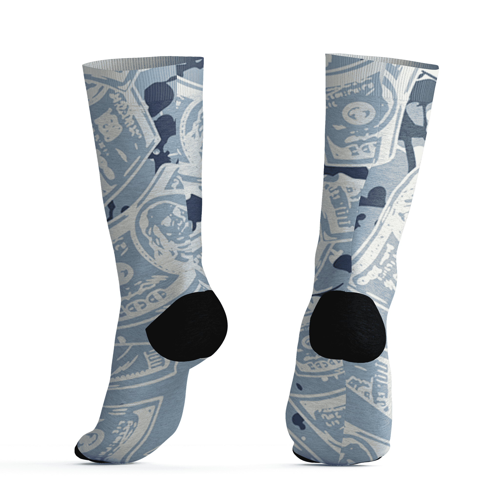 Mid Diffused Blue Grey 1s Socks Match Money Motive BER 3D All-Over Print - NastyJamz